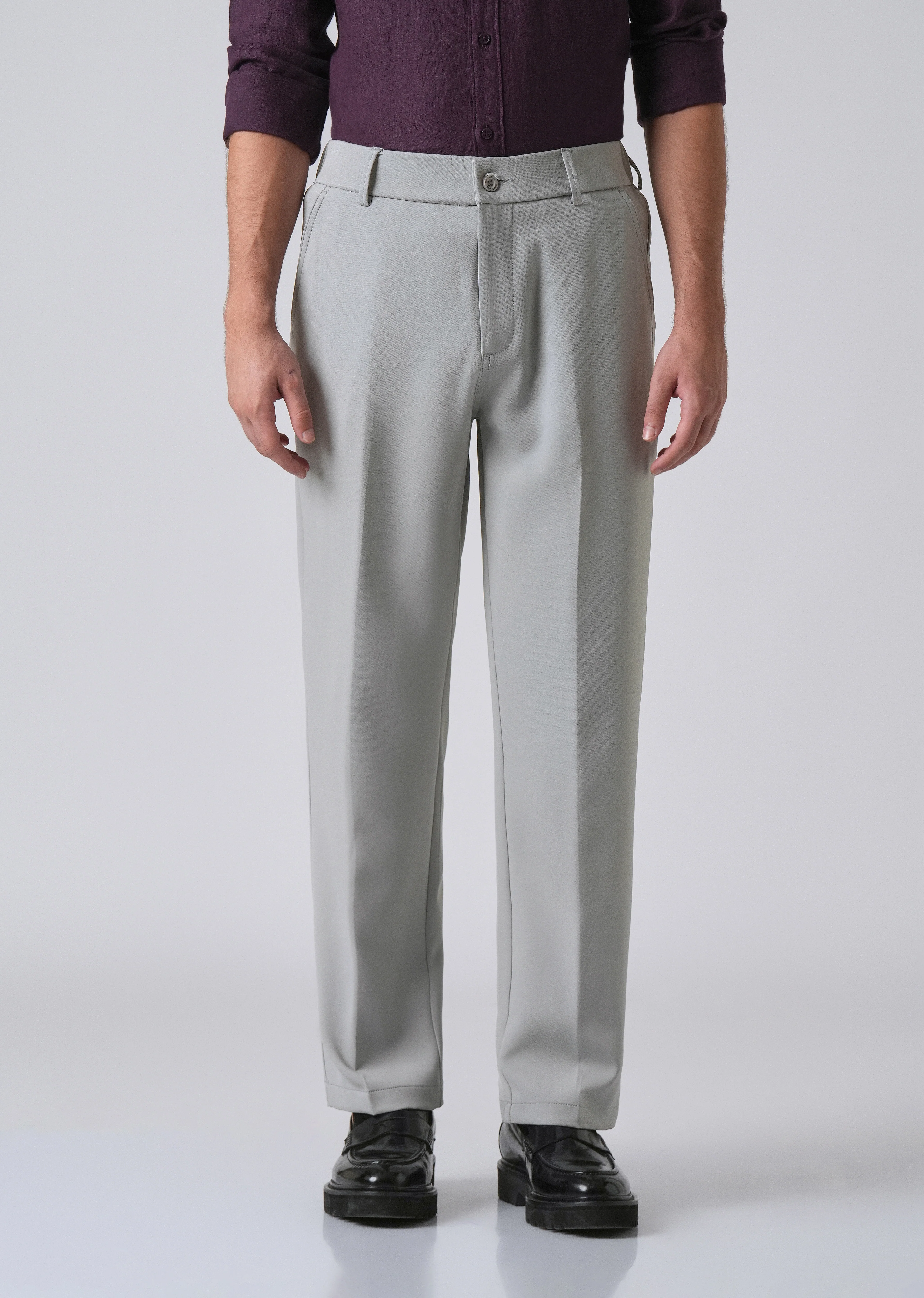 Light Grey Relaxed Fit Trousers - Image 3