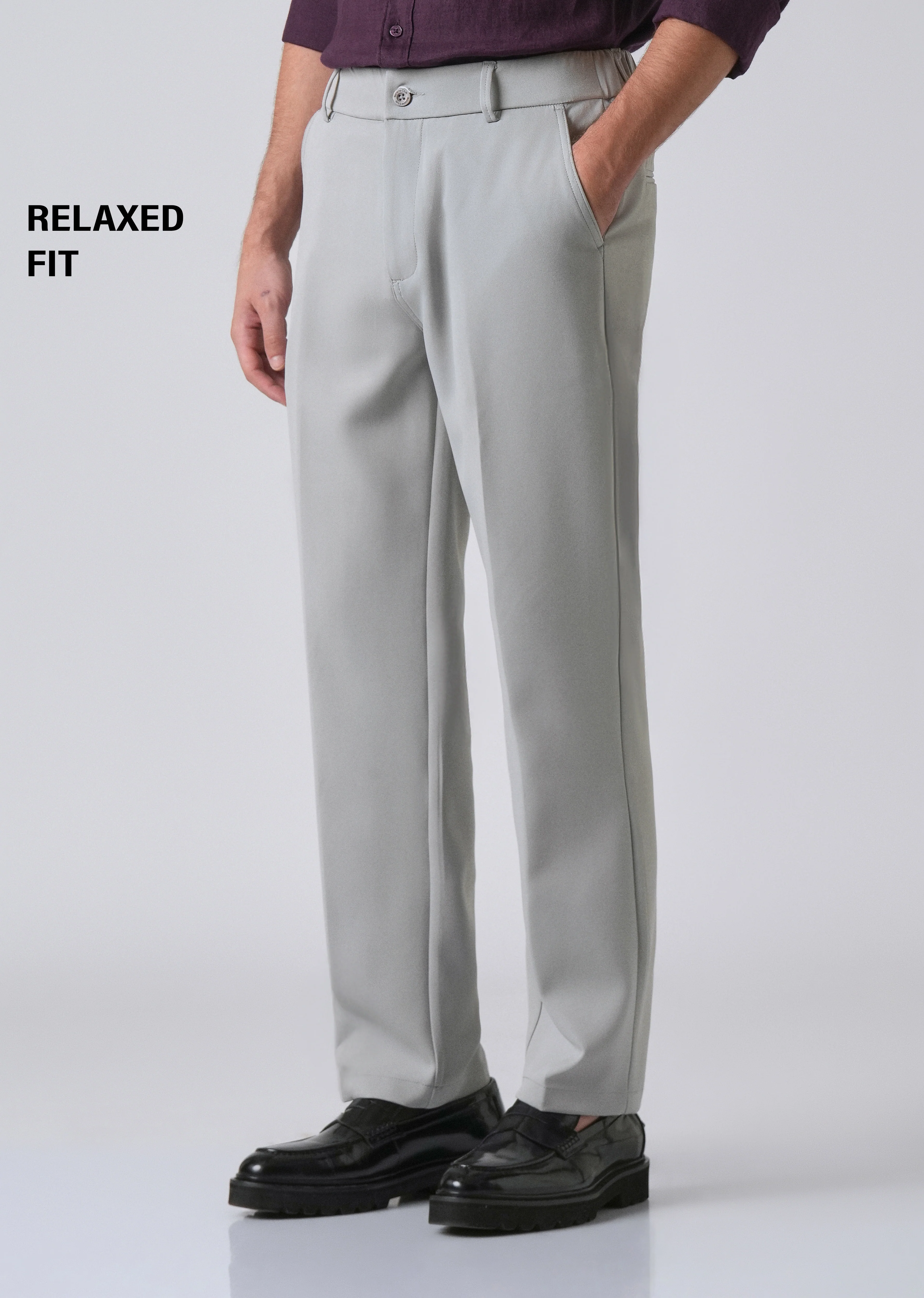 Light Grey Relaxed Fit Trousers - Image 7
