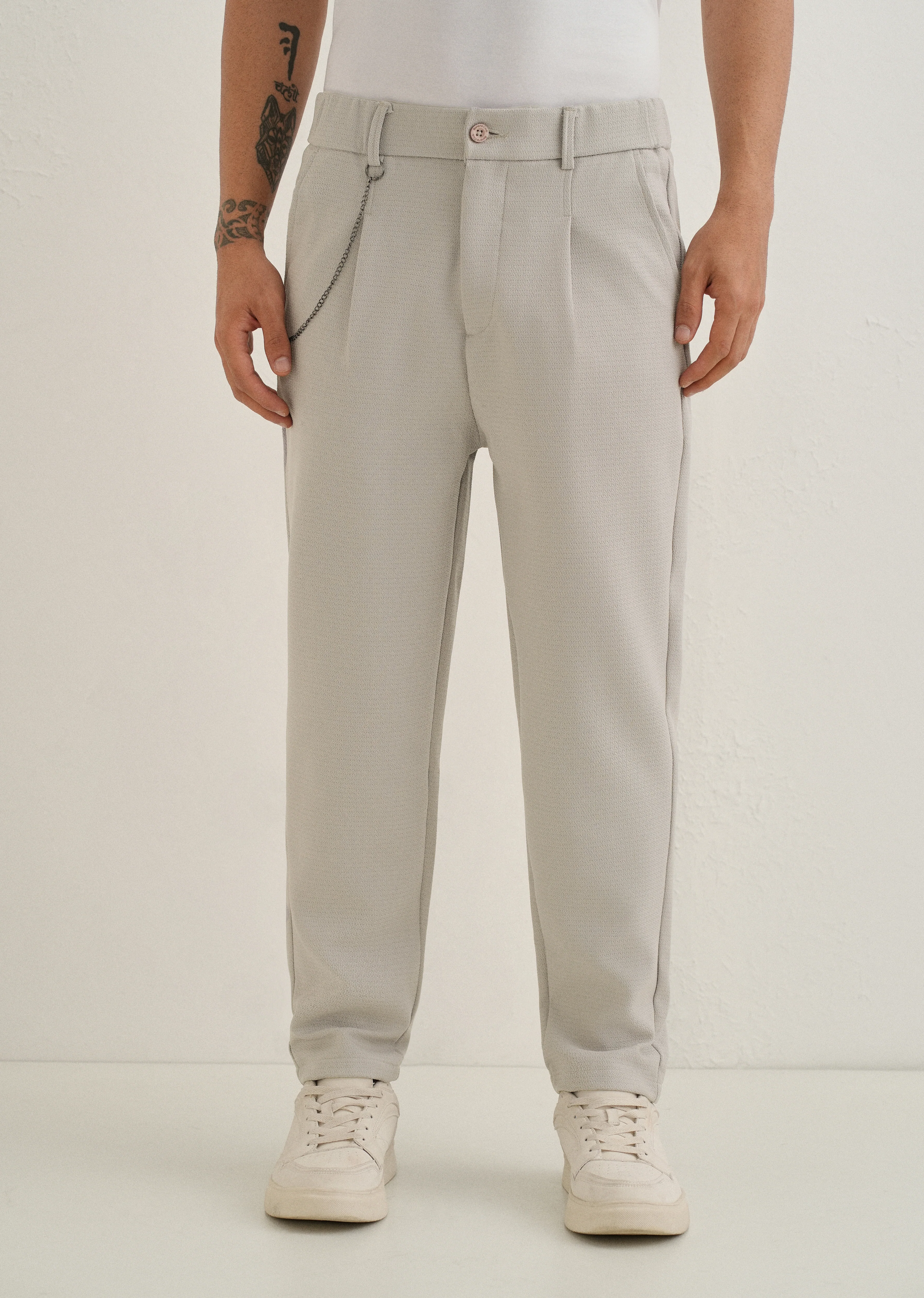 Light Grey Textured Korean Pant - Image 3