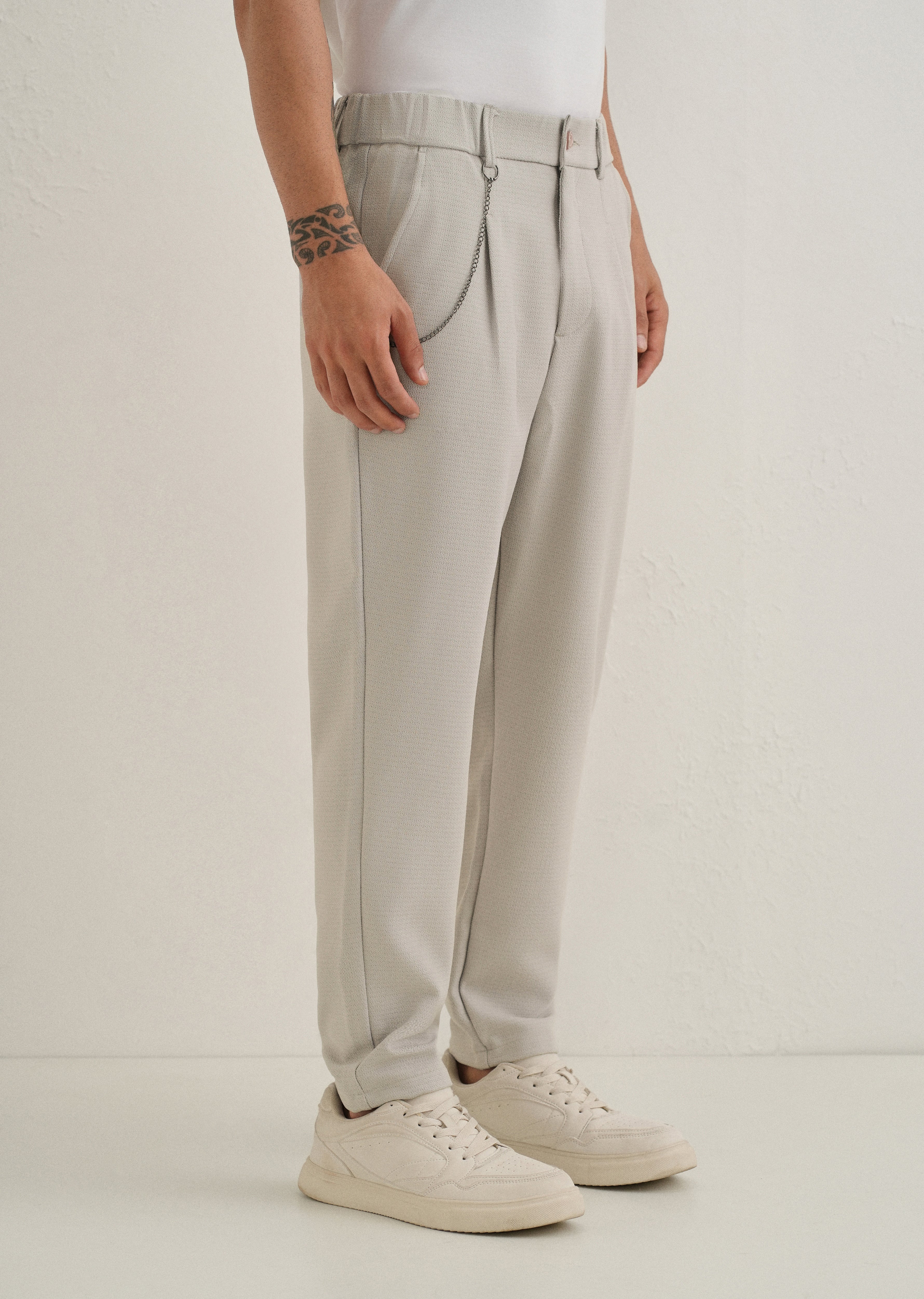 Light Grey Textured Korean Pant - Image 4