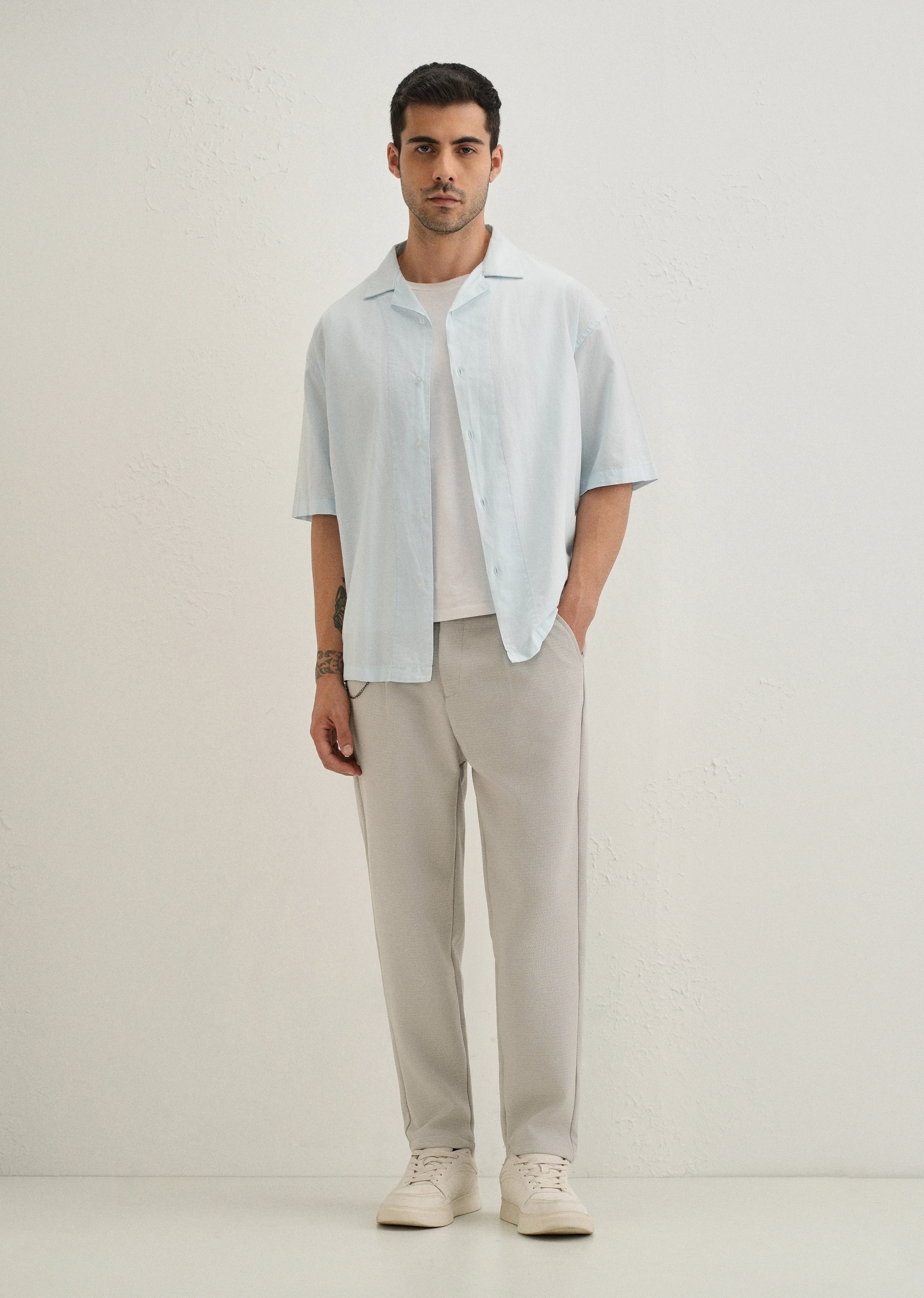 Light Grey Textured Korean Pant - Image 6