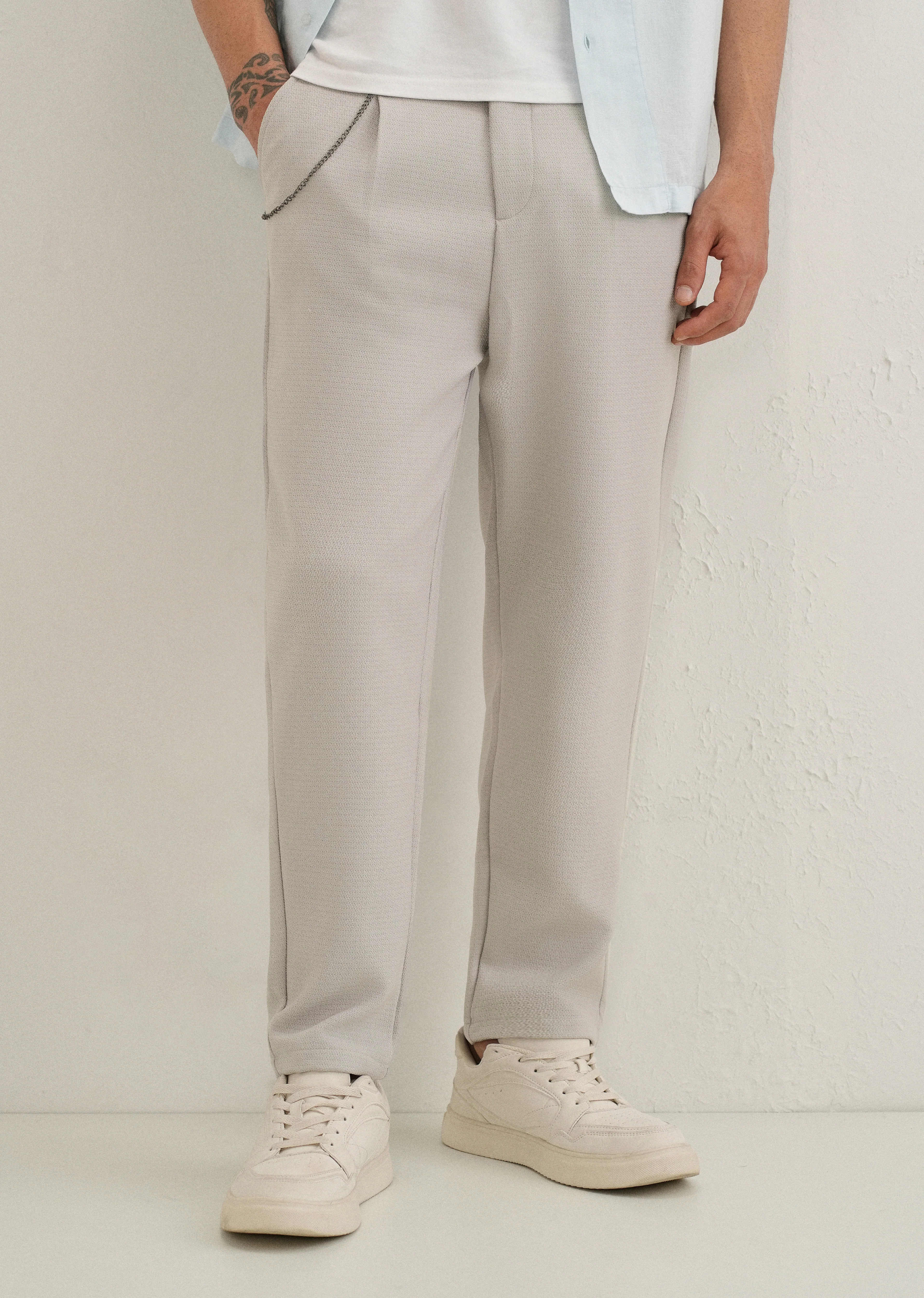 Light Grey Textured Korean Pant - Image 7