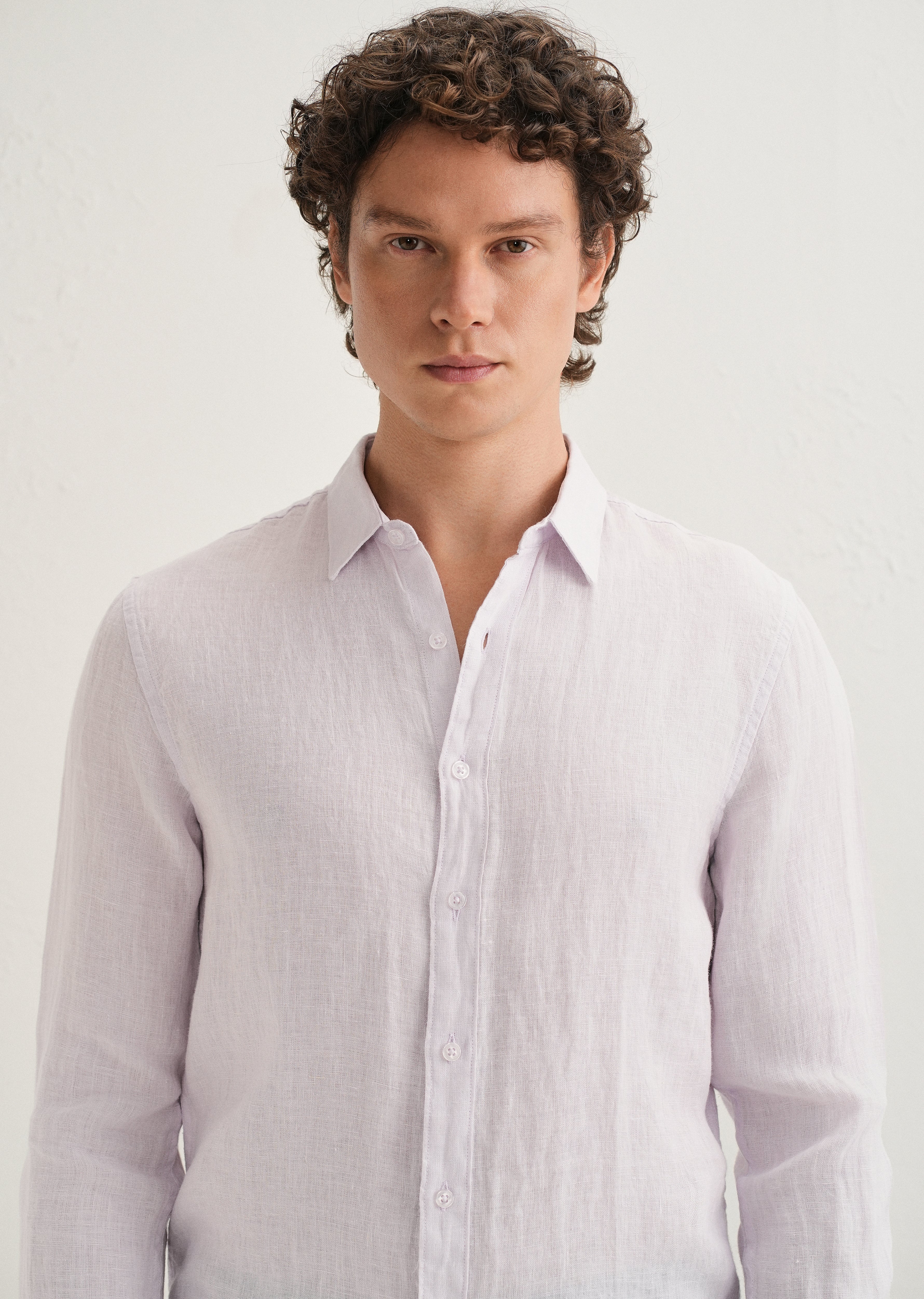 Light Lavender Pure Linen Shirt - Image 2