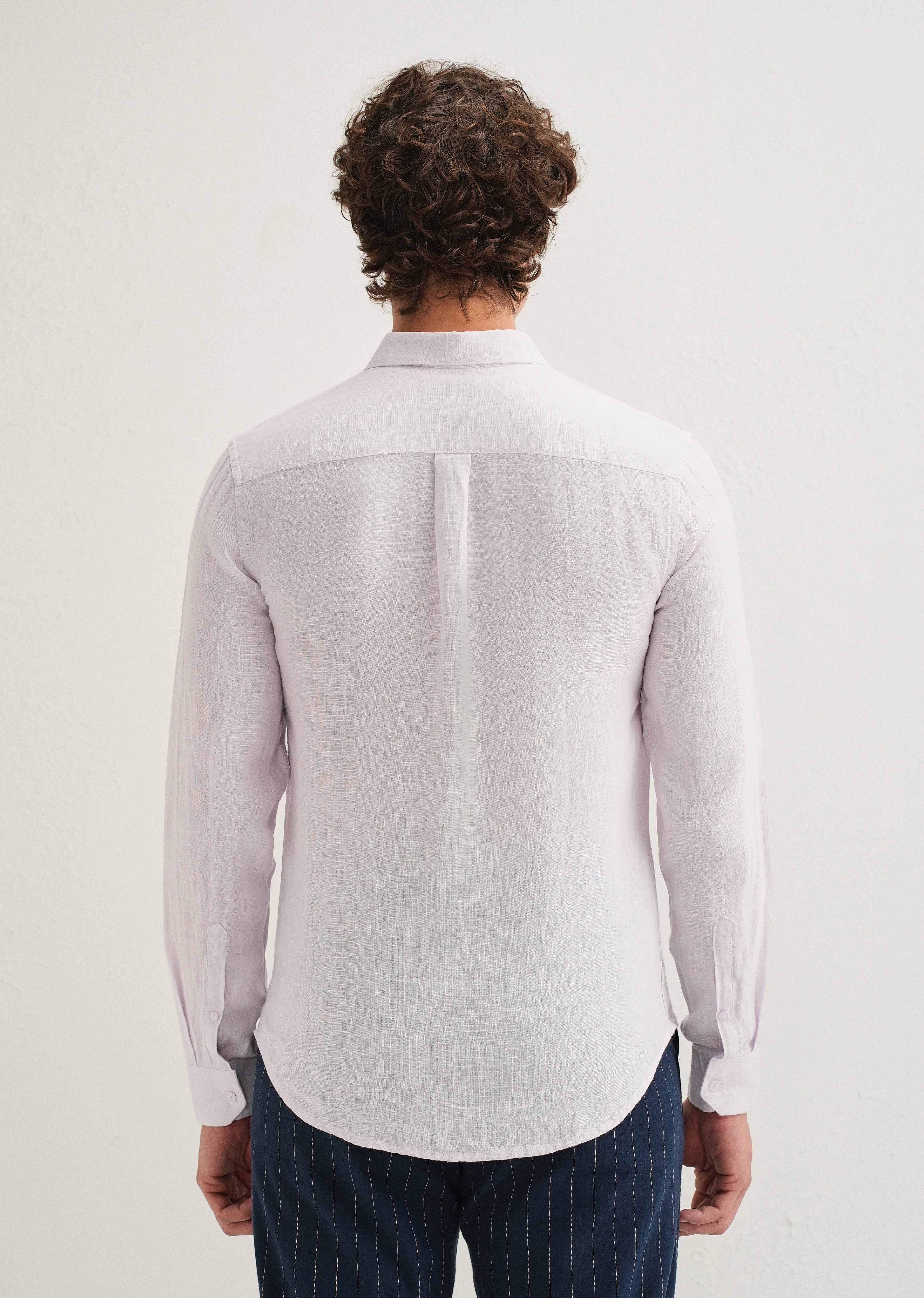 Light Lavender Pure Linen Shirt - Image 4