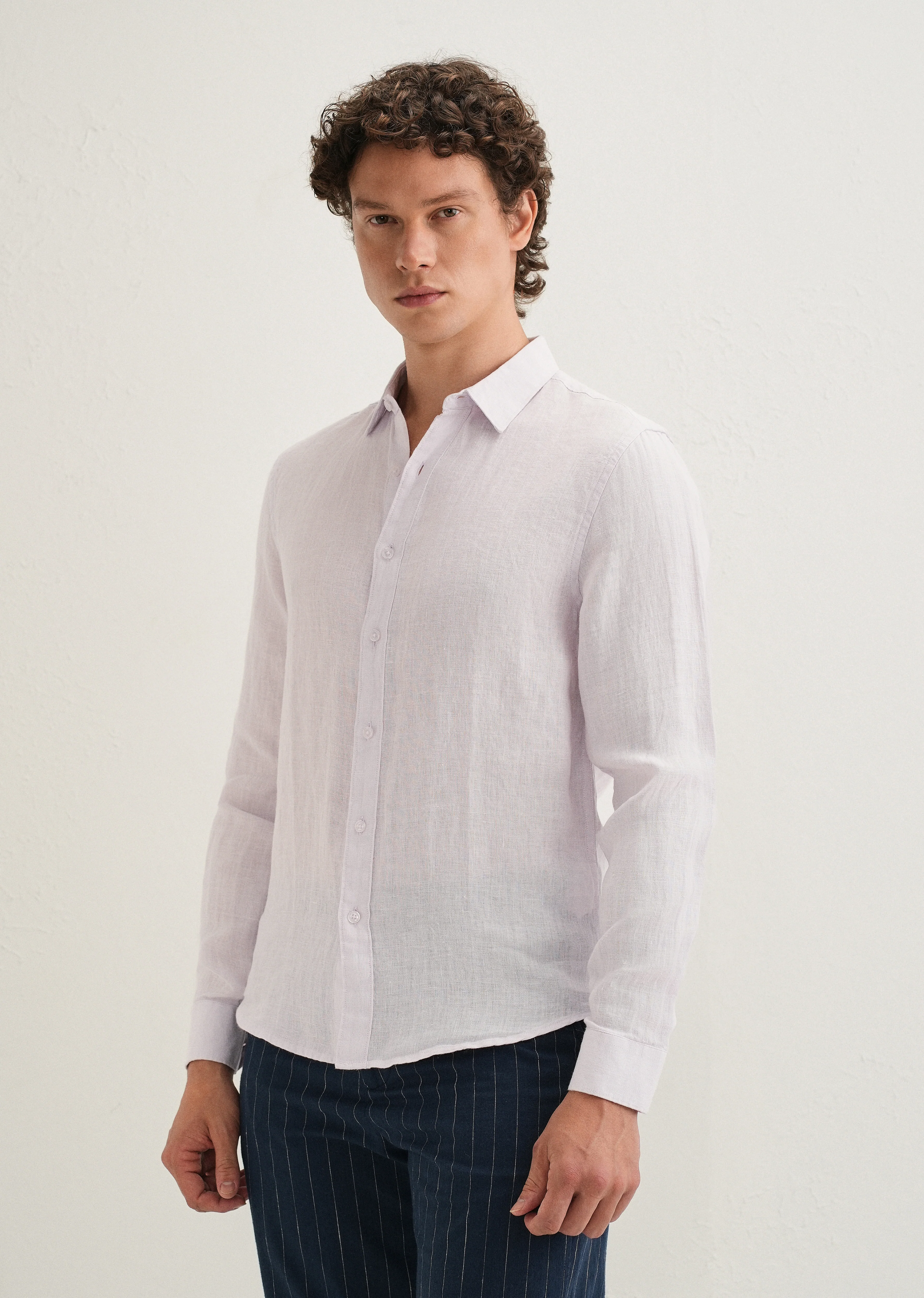Light Lavender Pure Linen Shirt - Image 5