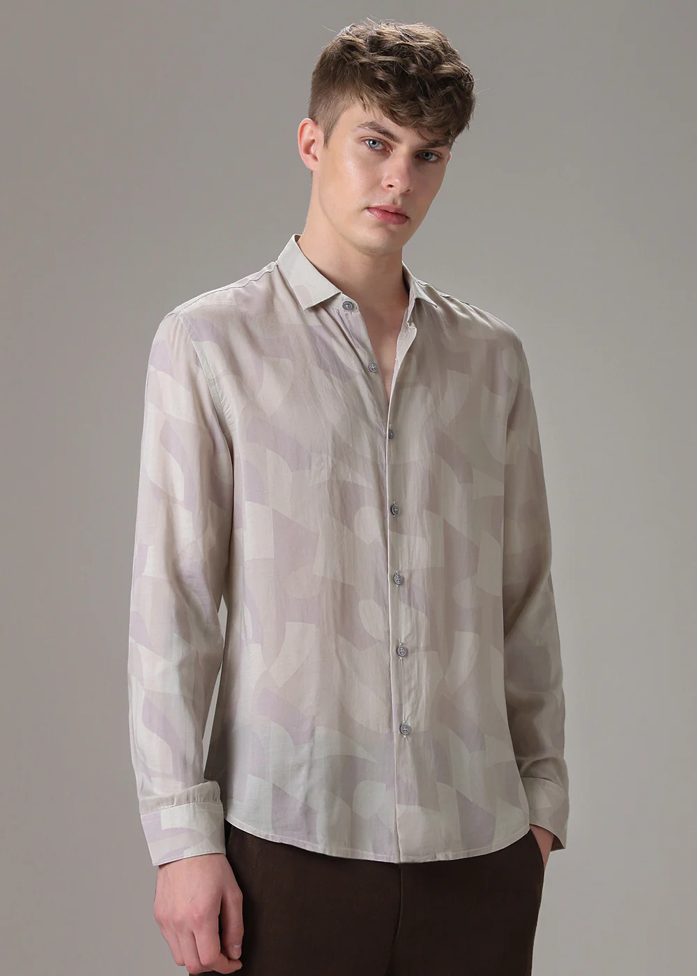Light Mauve Pink Printed Shirt - Image 5