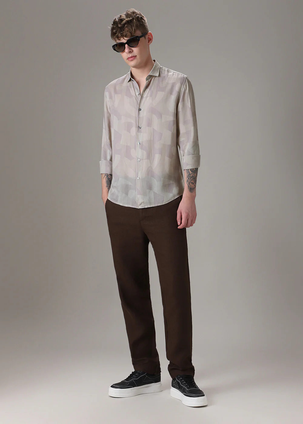 Light Mauve Pink Printed Shirt - Image 6