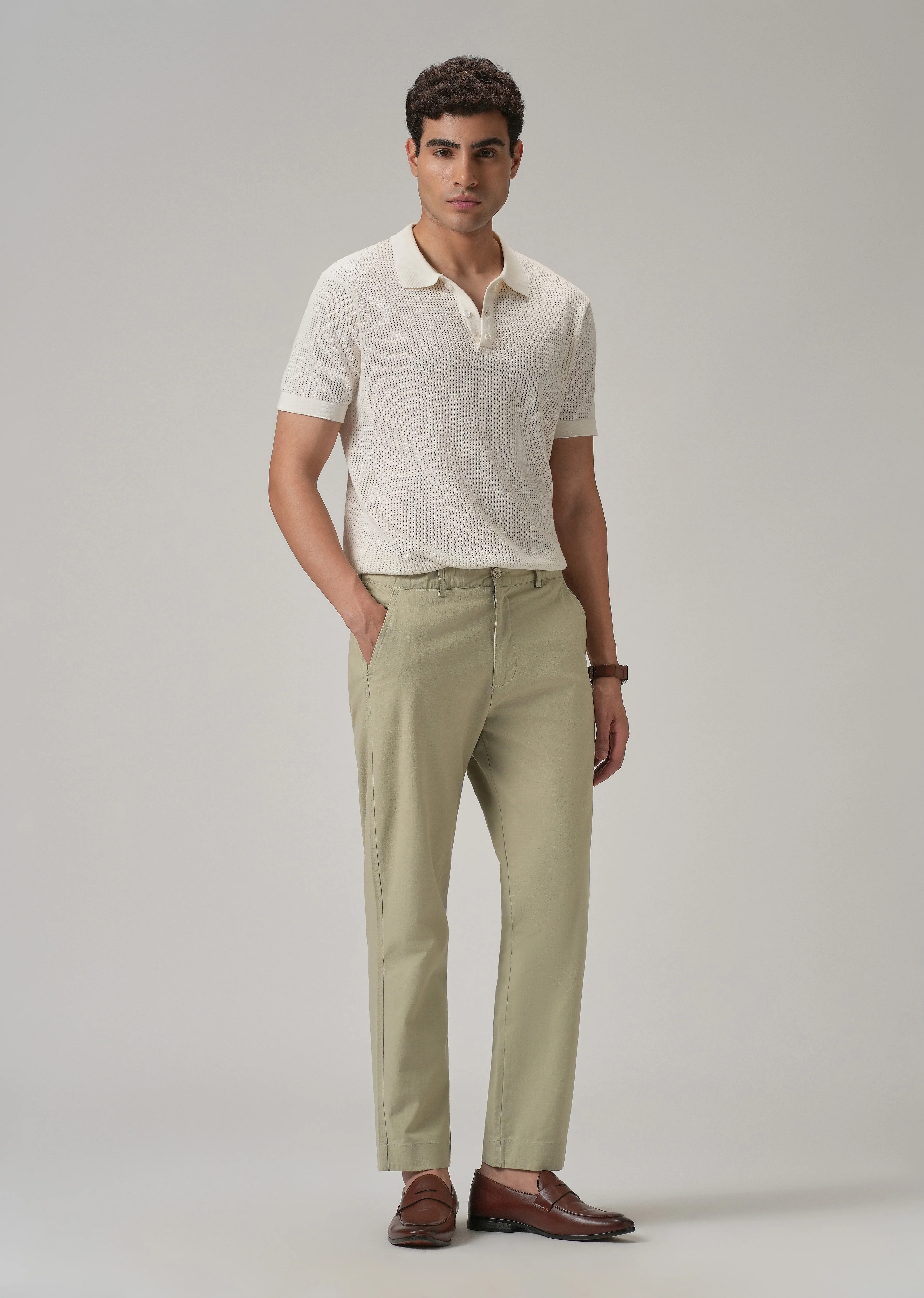 Light Olive Green Cotton Trouser - Image 6