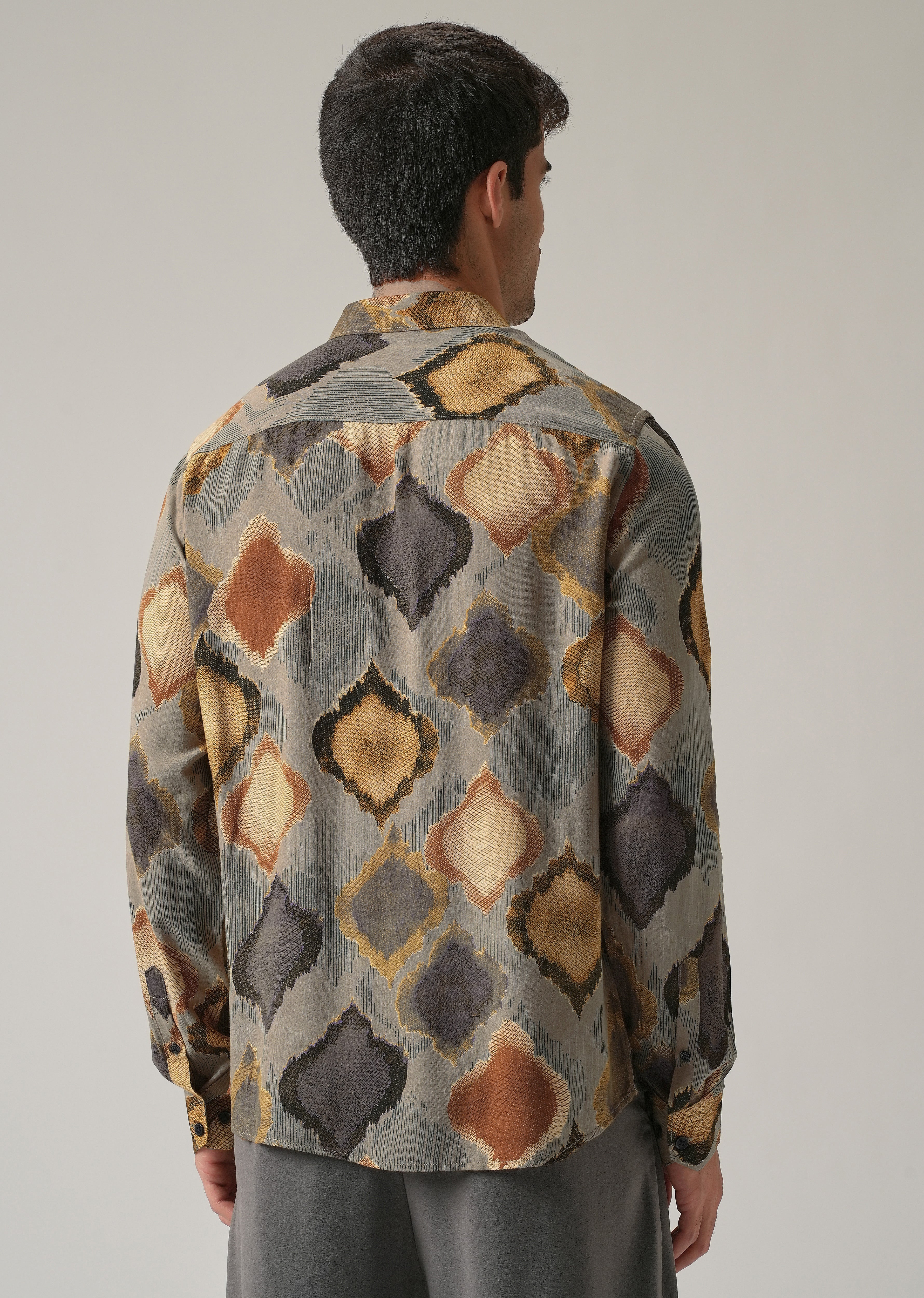 Light Olive Rustic Print Feather Shirt - Image 2
