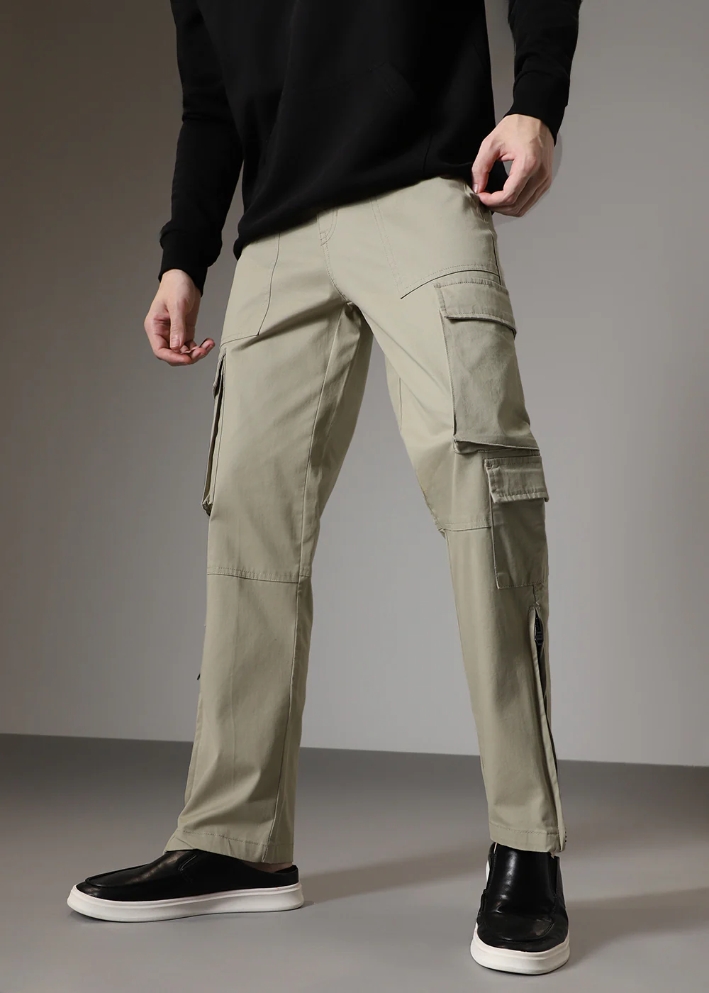 Light Olive Zipper Cargo Pant - Image 2
