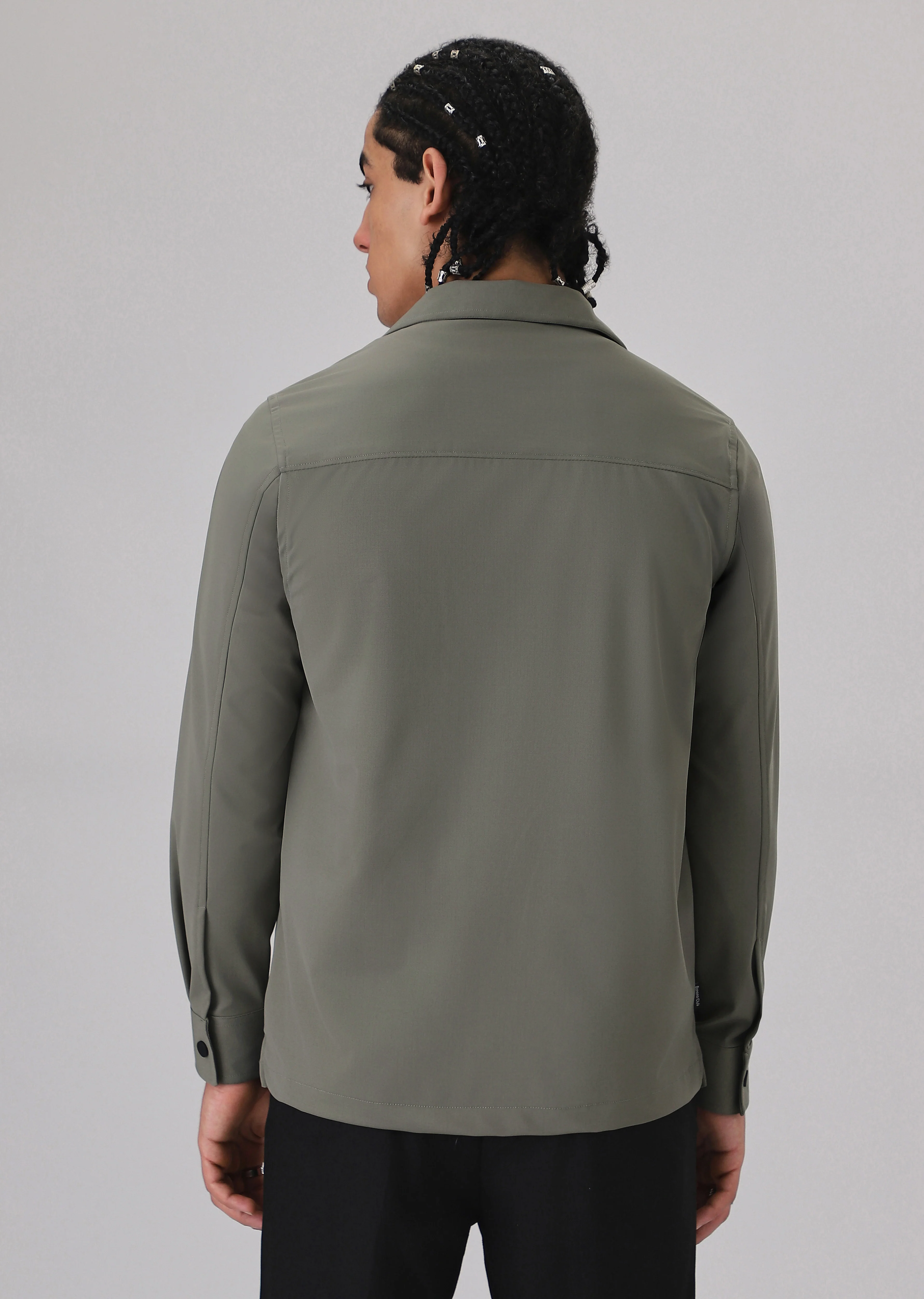 Light Olive Zipper Shacket - Image 4