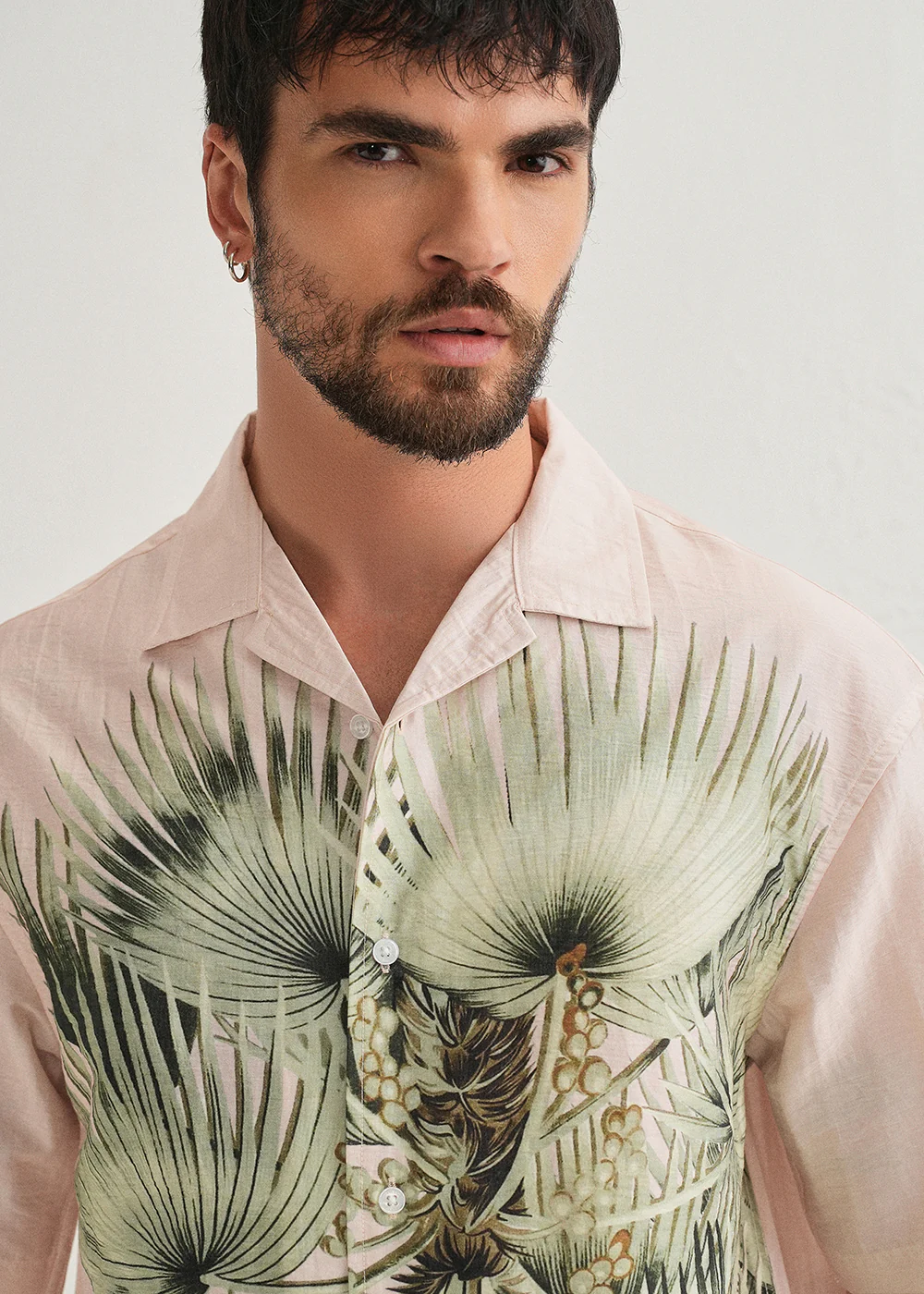 Light Pink Palm Placement Print Shirt - Image 5