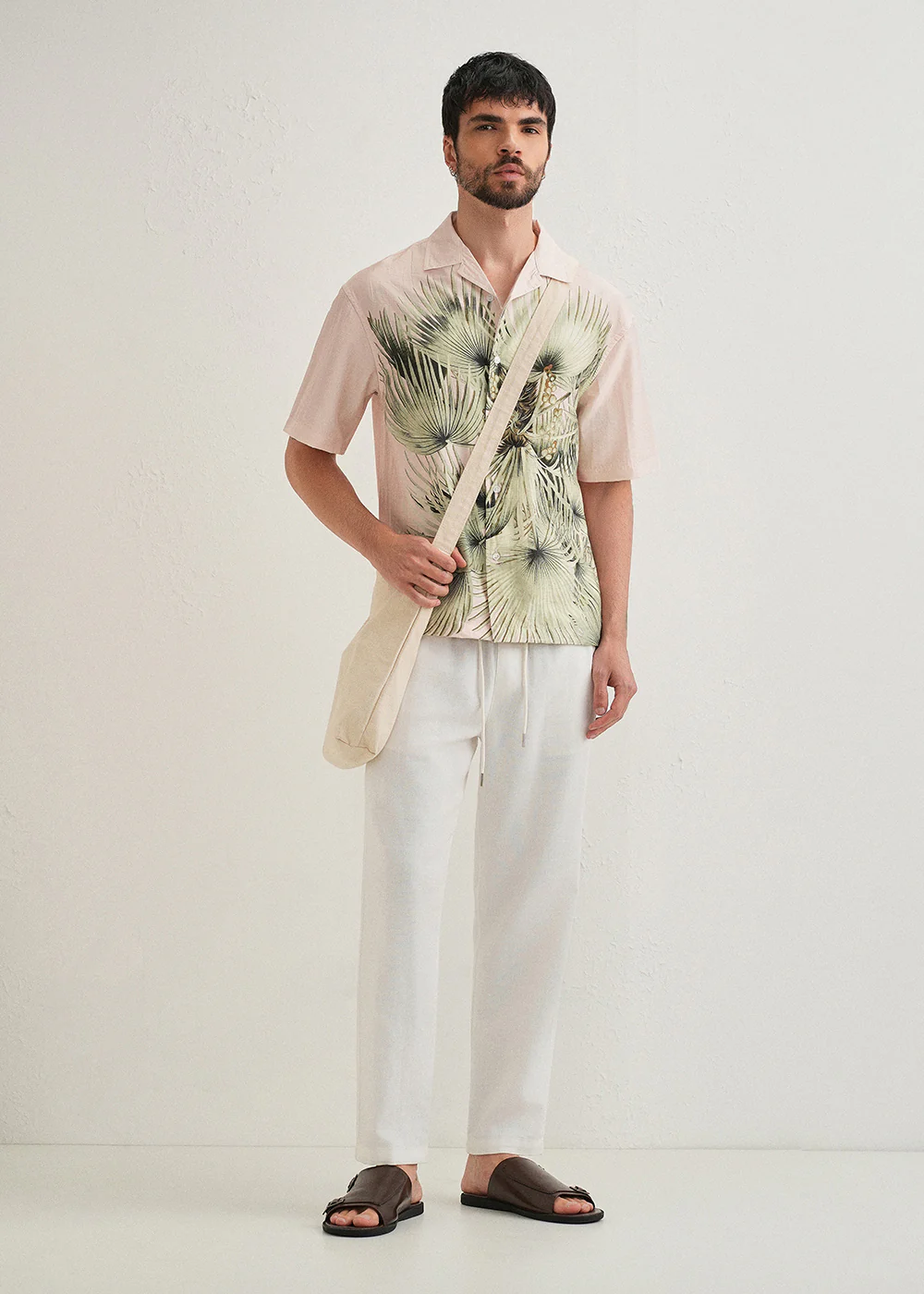Light Pink Palm Placement Print Shirt - Image 6