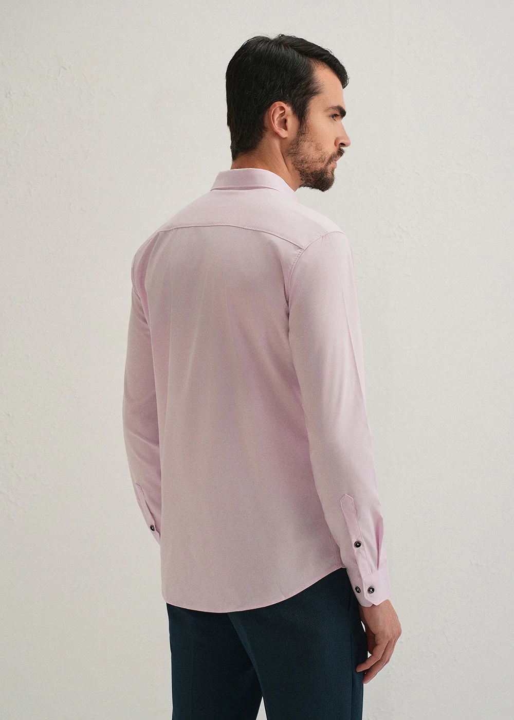 Light Pink Plain Wrinkle Free Shirt - Image 2