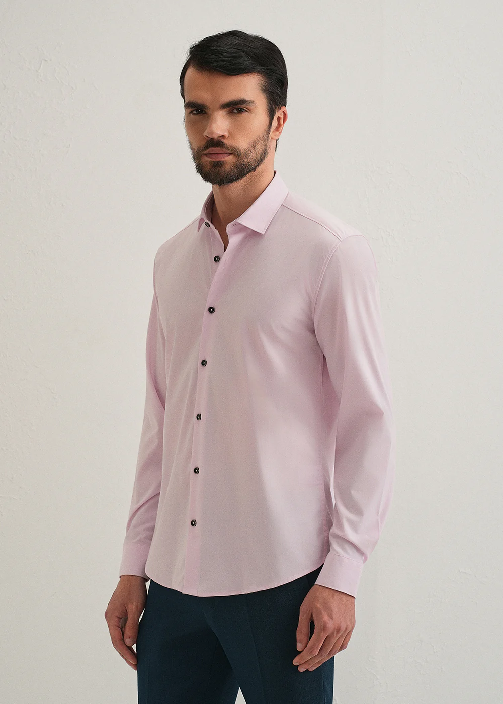 Light Pink Plain Wrinkle Free Shirt - Image 4