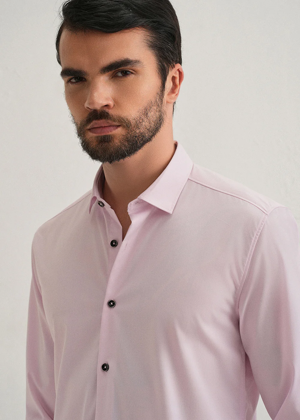 Light Pink Plain Wrinkle Free Shirt - Image 5