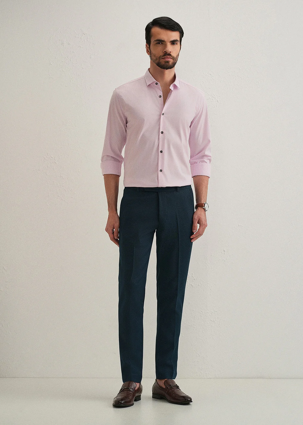 Light Pink Plain Wrinkle Free Shirt - Image 6