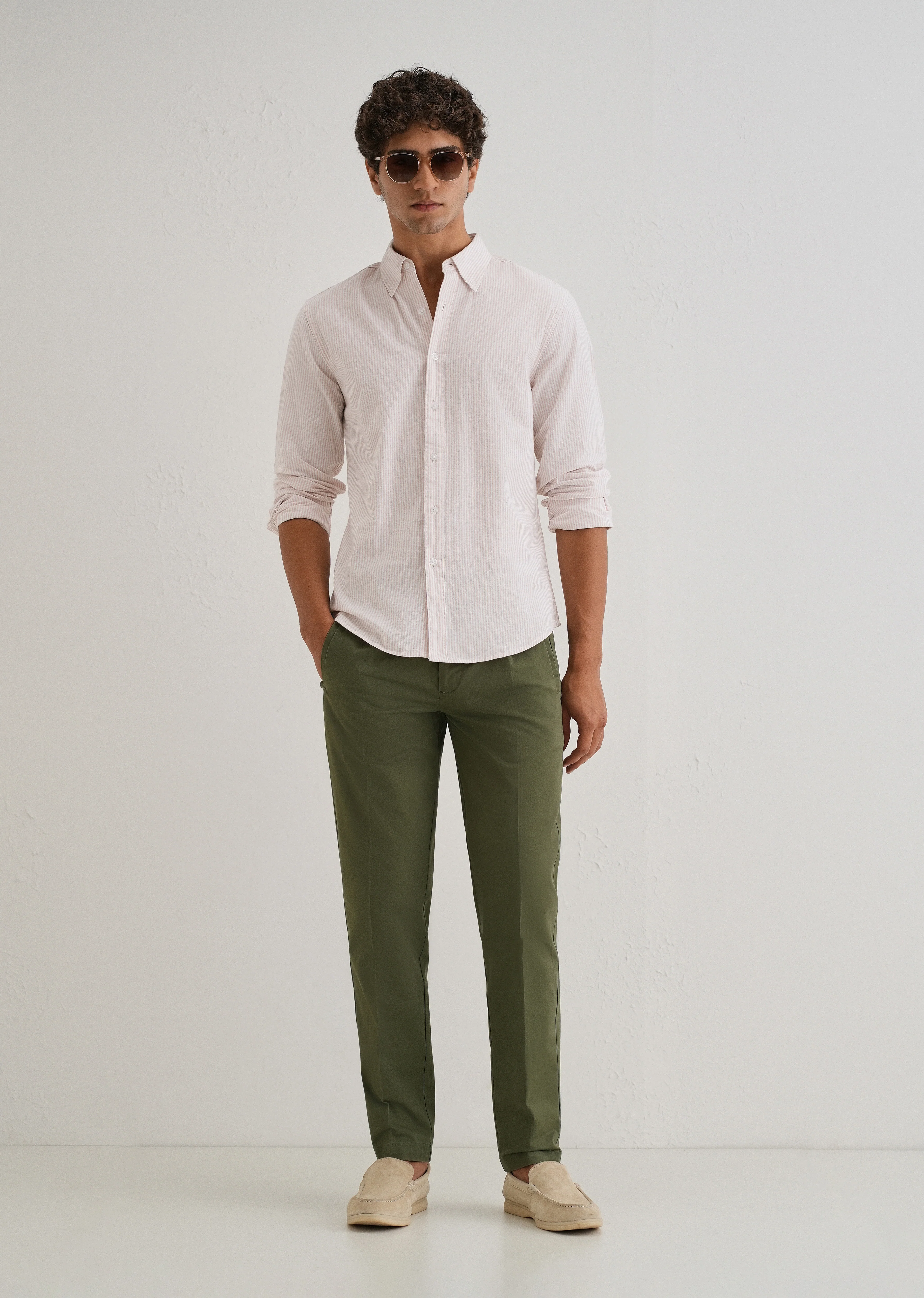 Light Pink Striped Cotton Linen Shirt - Image 6