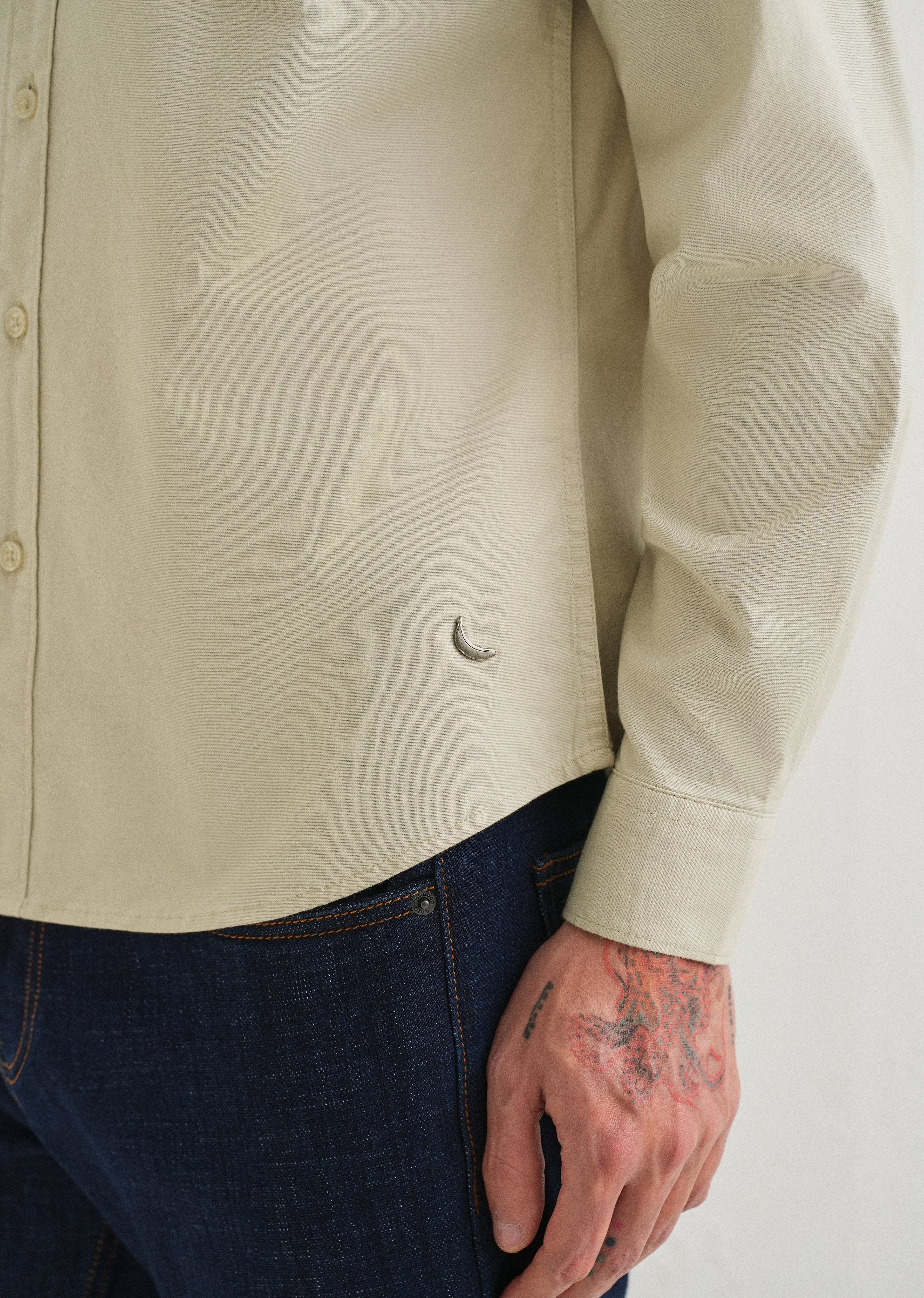 Light Tan Contrast Placket Shirt - Image 2