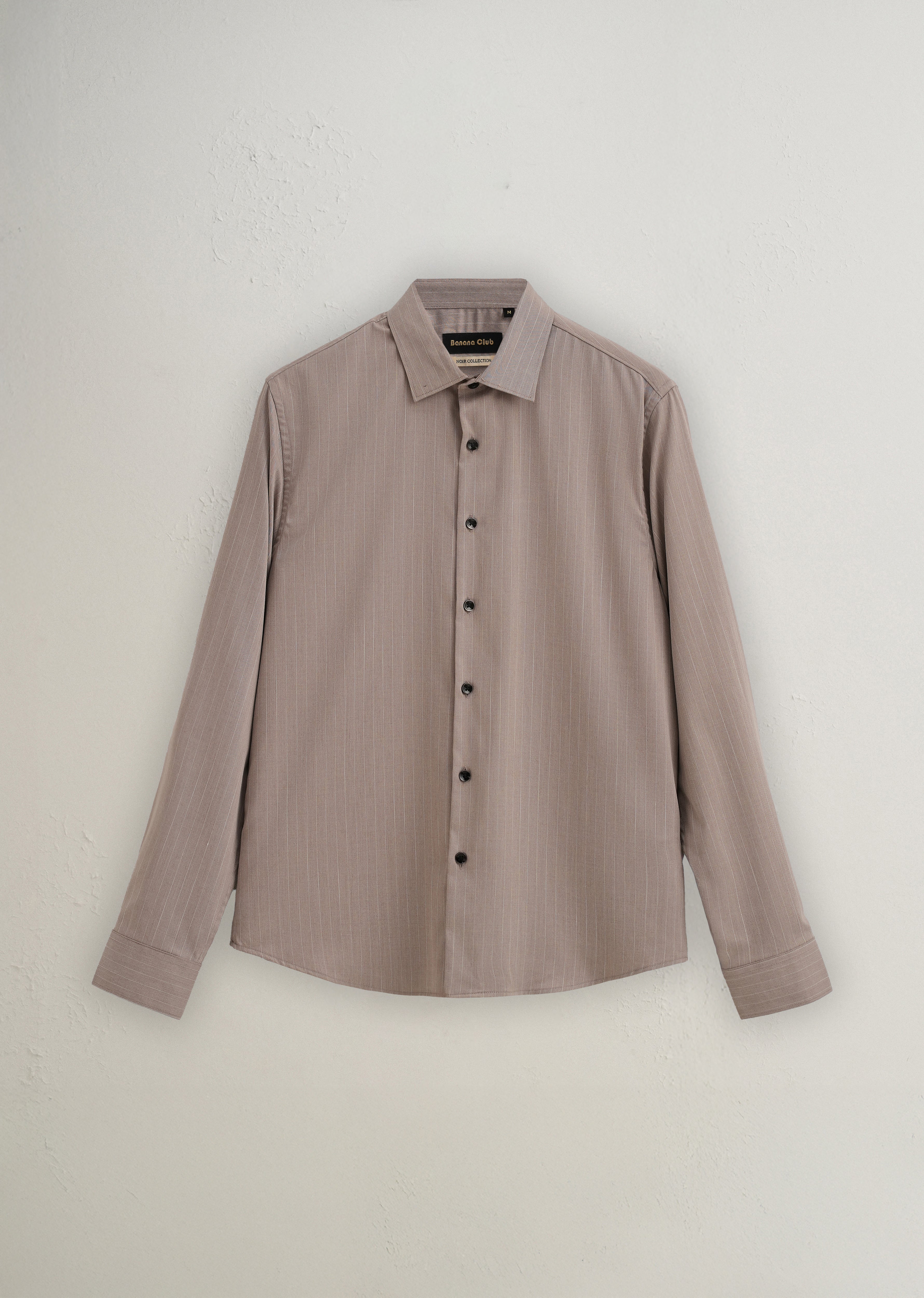 Light Taupe Pin Striped Wrinkle Free Shirt - Image 2