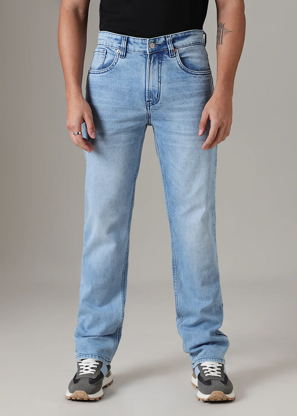 Light Wash Blue Straight Fit Denim - Image 3