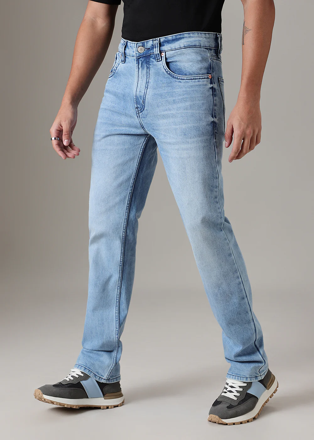 Light Wash Blue Straight Fit Denim - Image 5