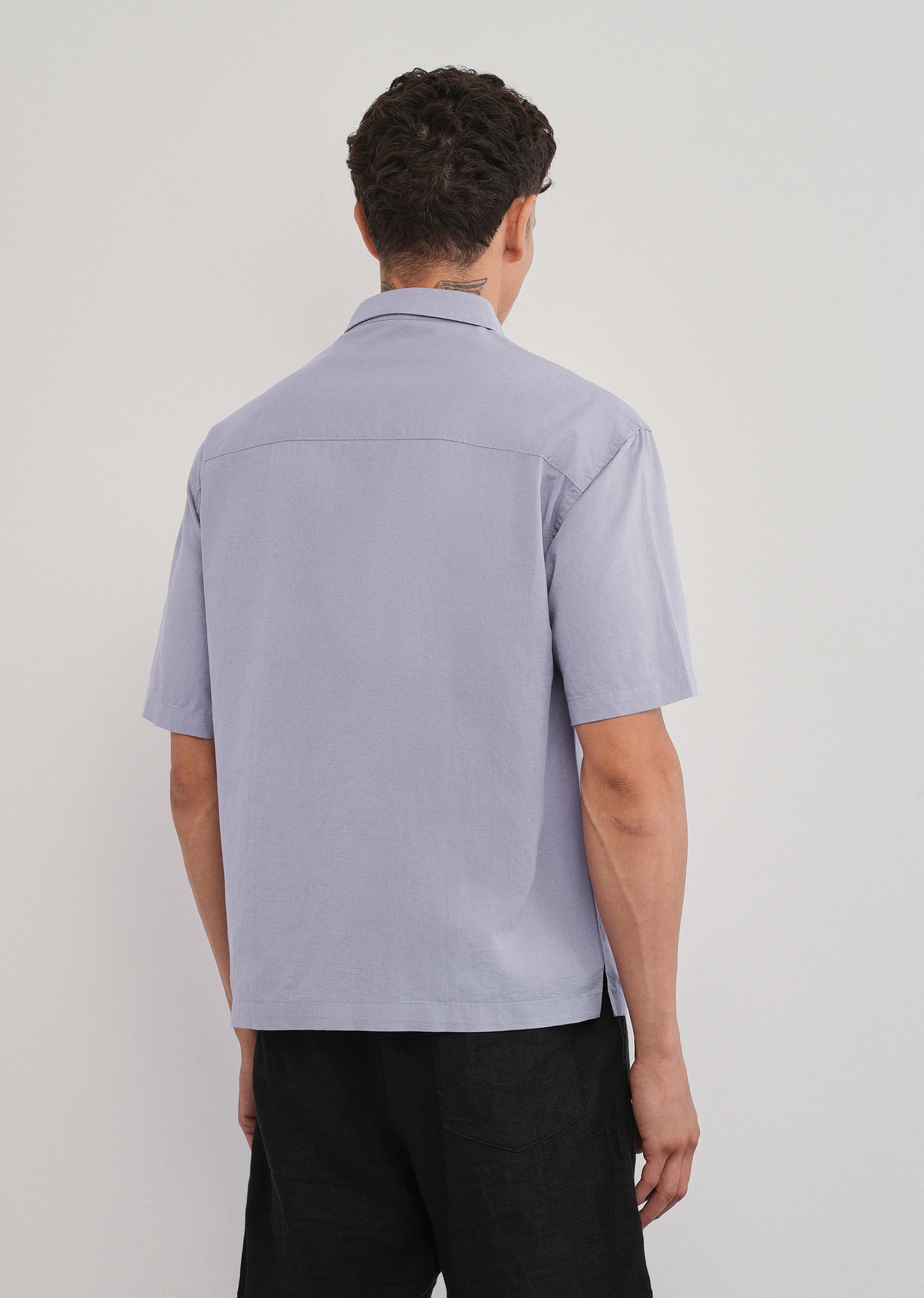 Lilac Cotton Linen Half Sleeve Shirt - Image 2