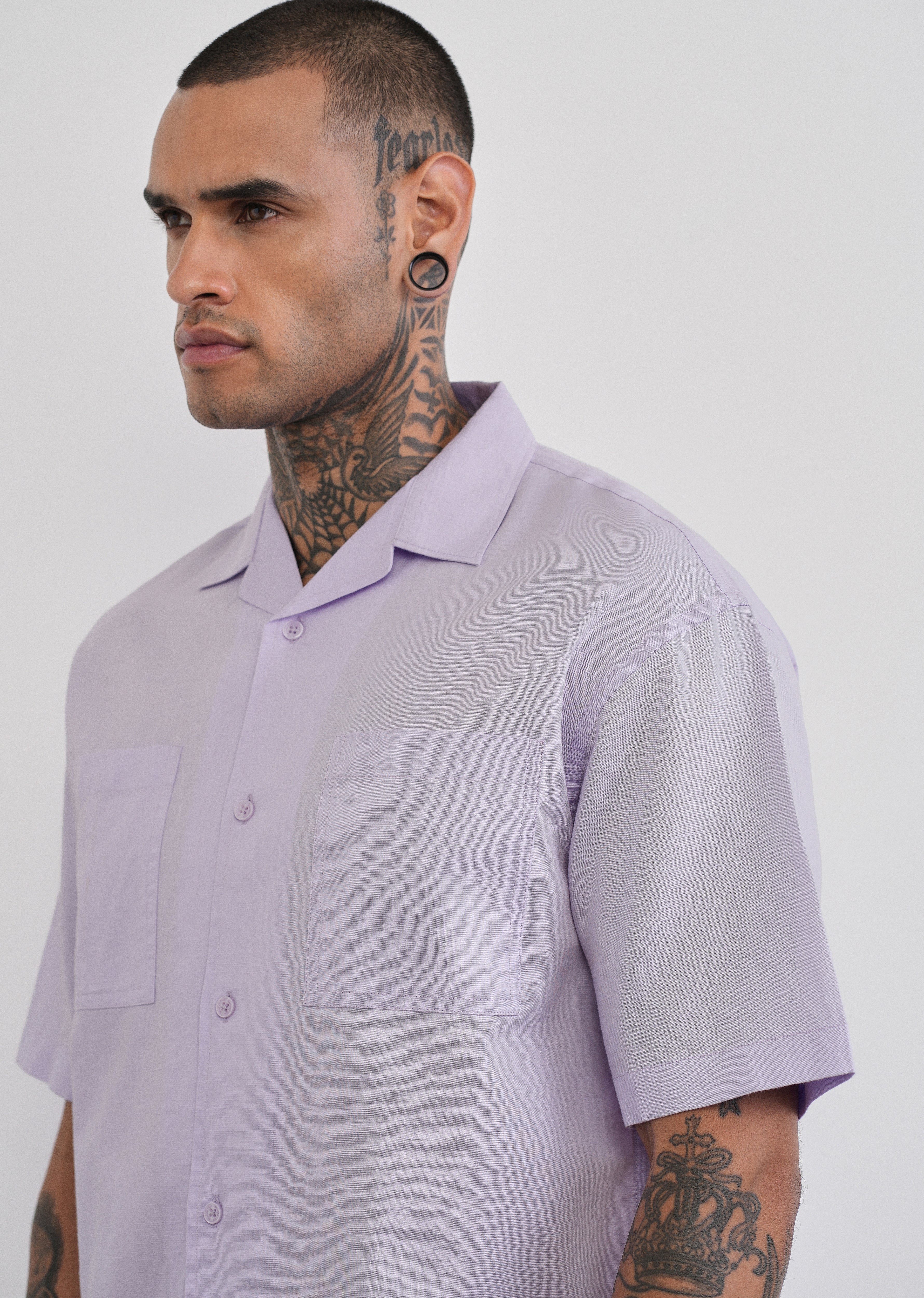 Lilac Double Pocket Cotton Linen Shirt - Image 5