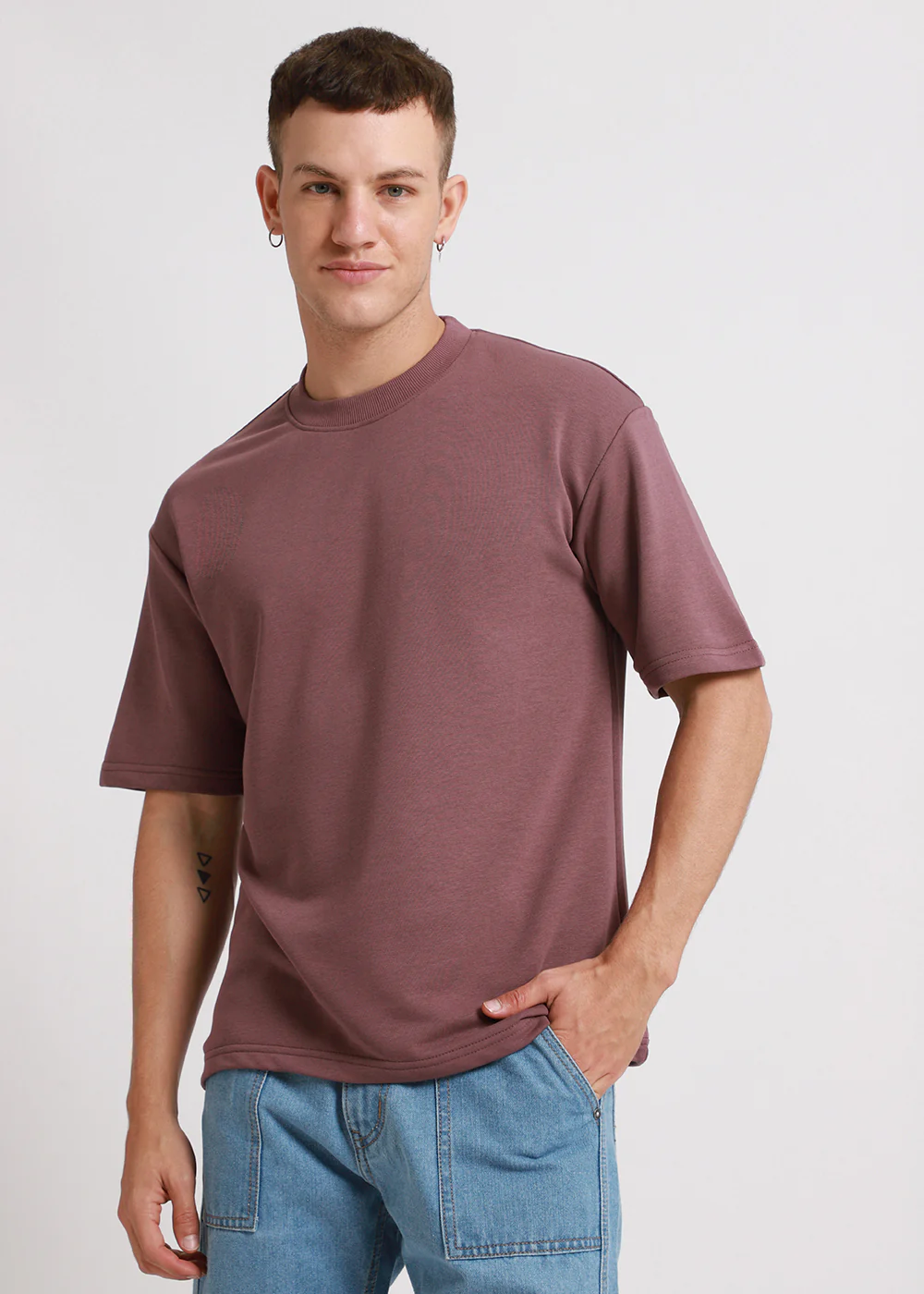 Lilac Oversized Plain Basic T-shirt - Image 2