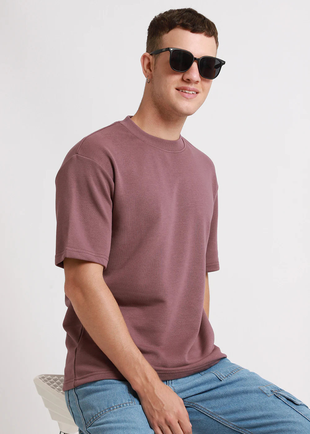 Lilac Oversized Plain Basic T-shirt - Image 3