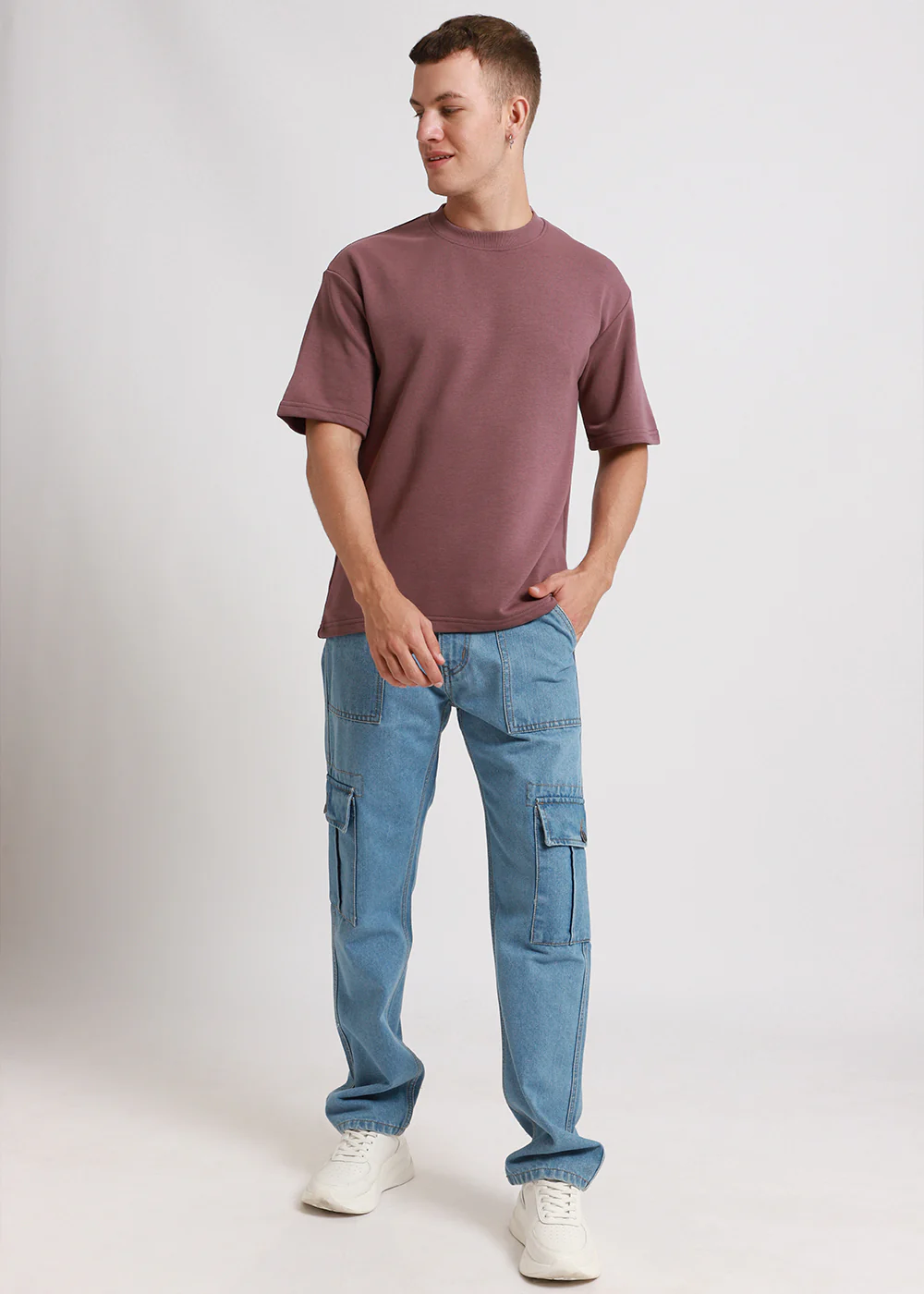 Lilac Oversized Plain Basic T-shirt - Image 6