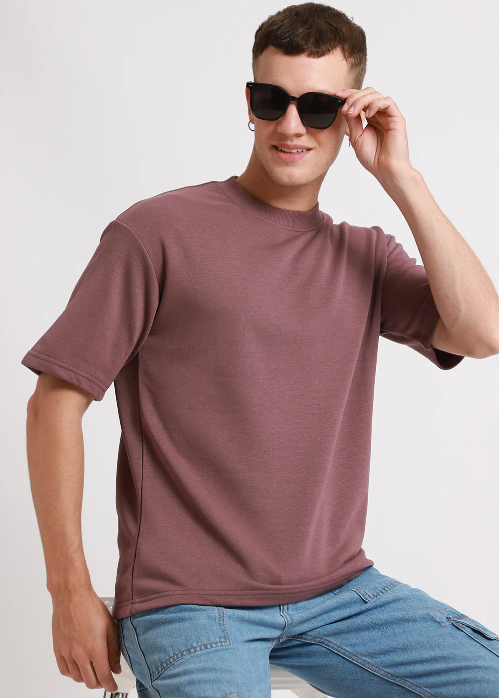 Lilac Oversized Plain Basic T-shirt - Image 7