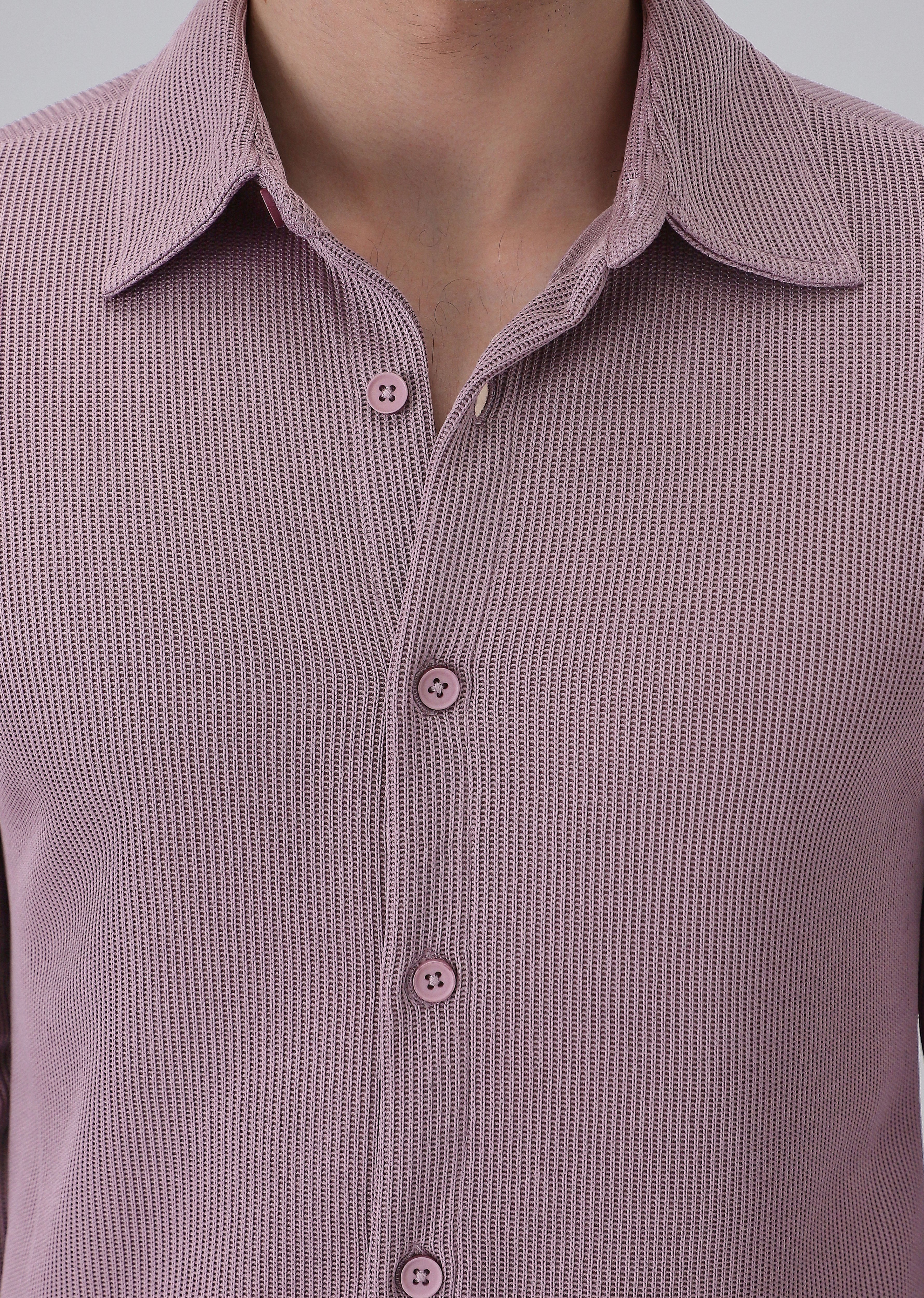 Lilac Plain Knitted Shirt - Image 5