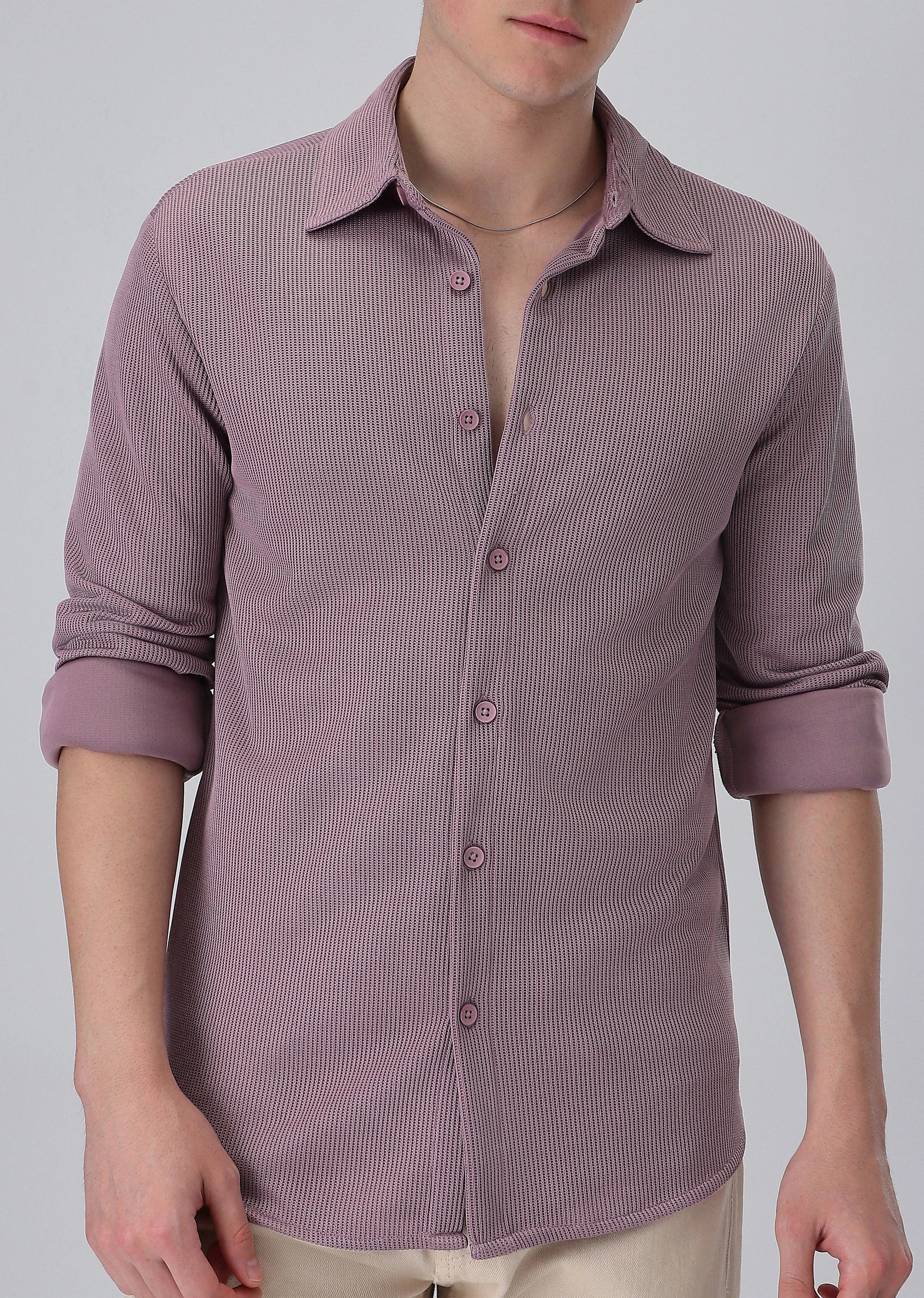 Lilac Plain Knitted Shirt - Image 7