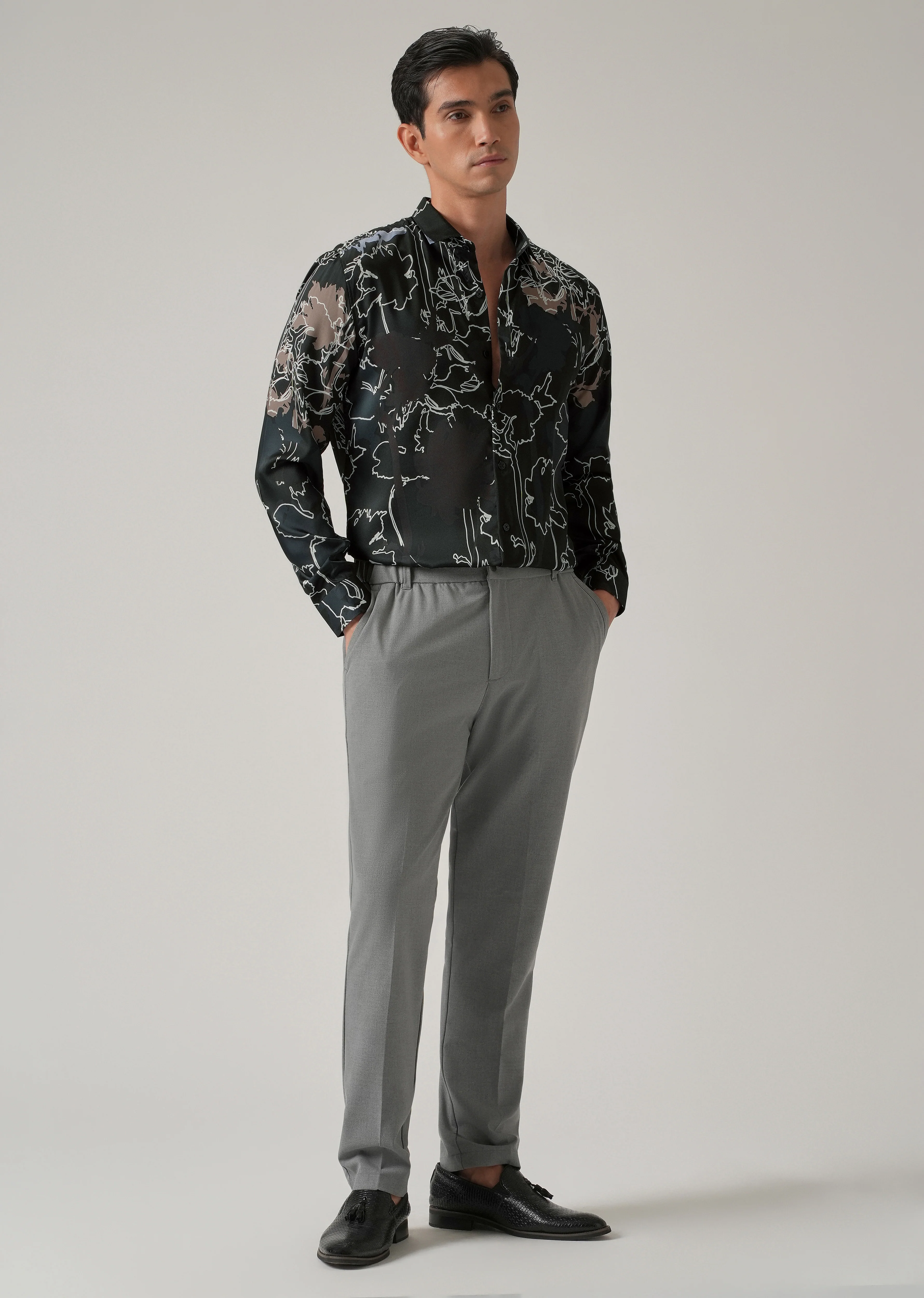 Line Floral Print Shirt - Image 6