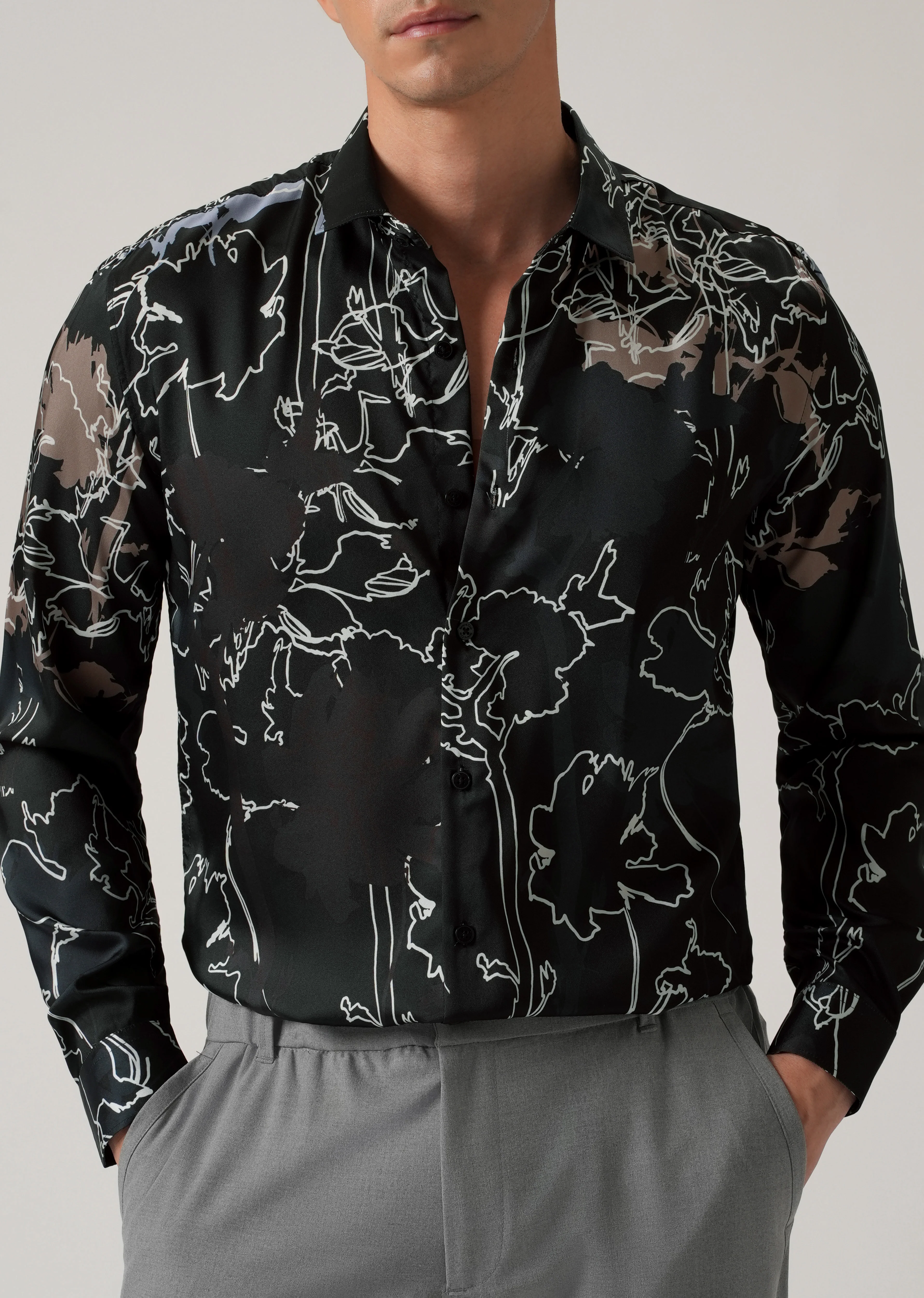 Line Floral Print Shirt - Image 7