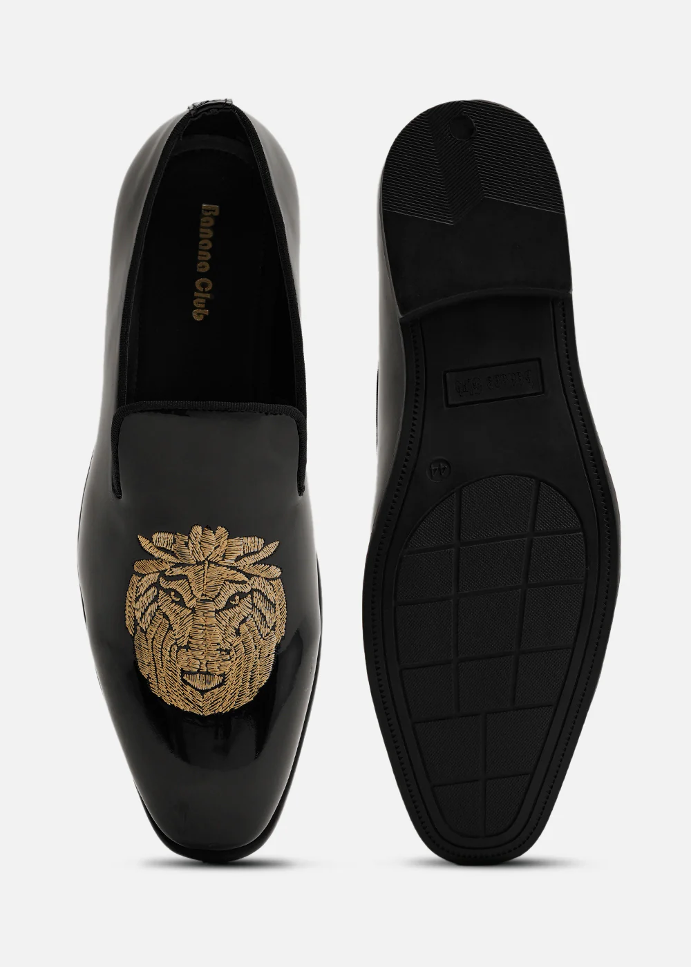 Lion Embroidered Black Patent Loafers - Image 5