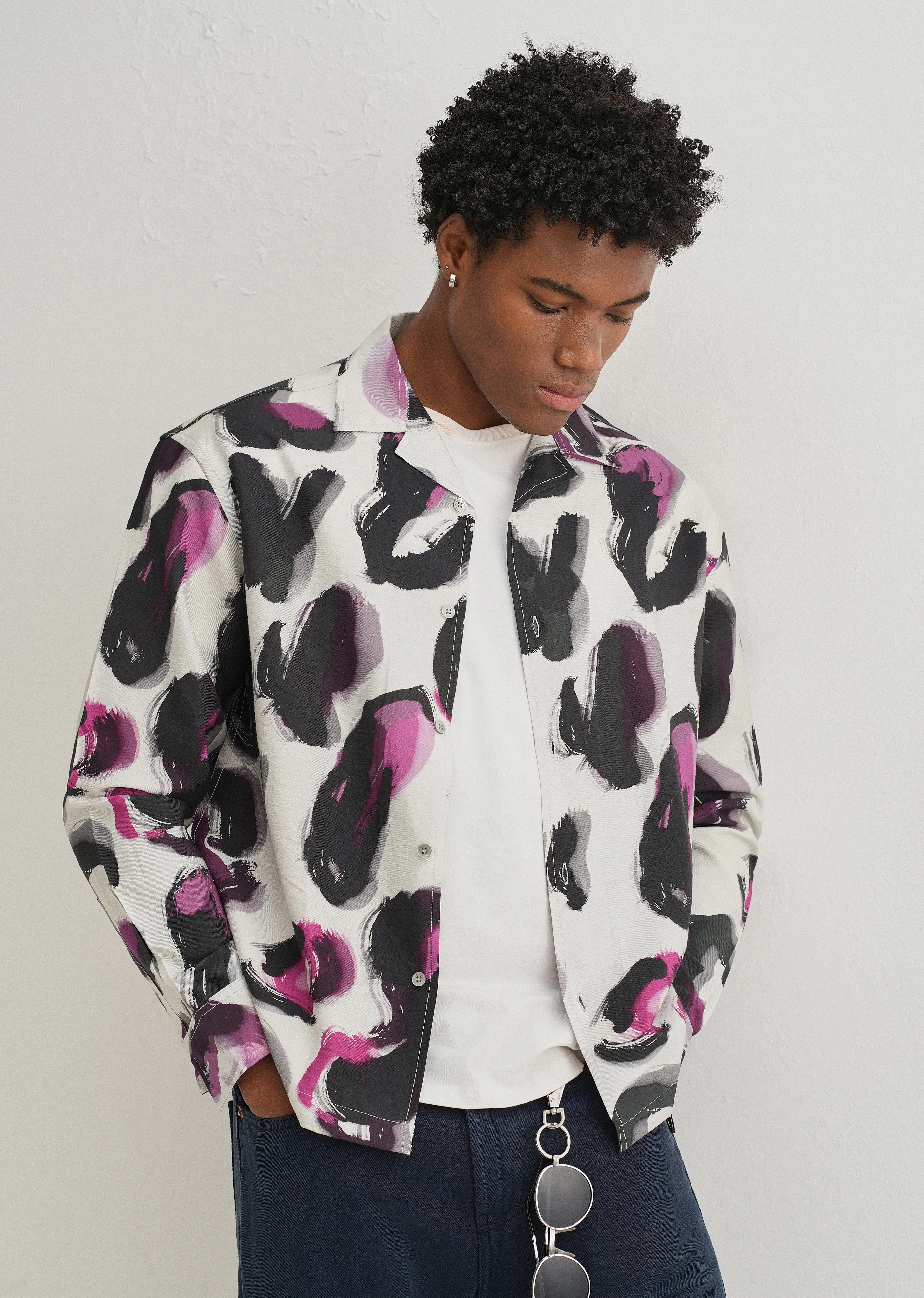 Magenta Noir Art Printed Shirt - Image 7