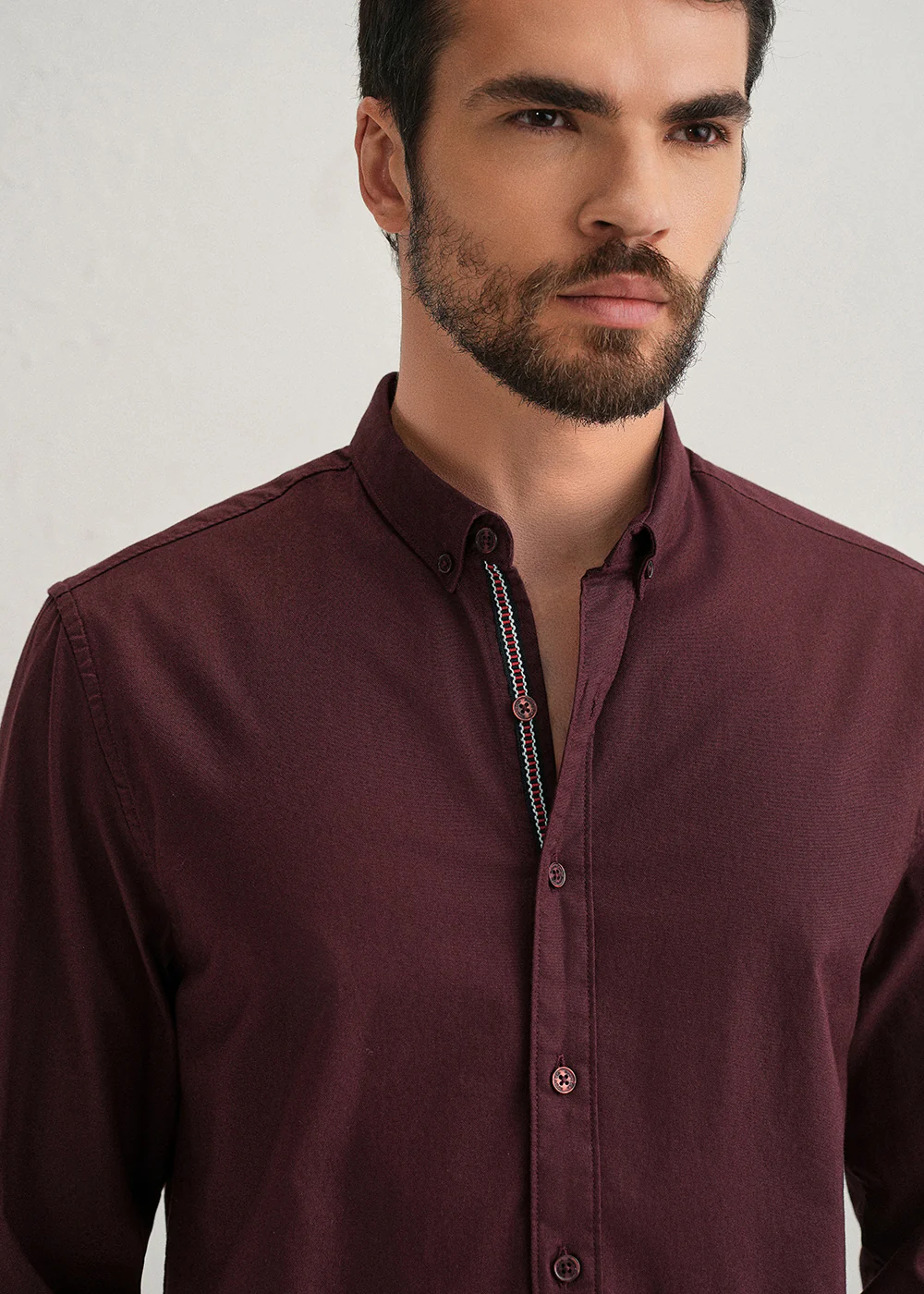 Mahogany Red Contrast Placket Shirt - Image 5
