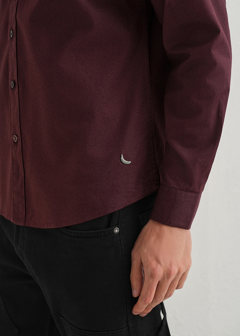 Mahogany Red Contrast Placket Shirt - Image 6