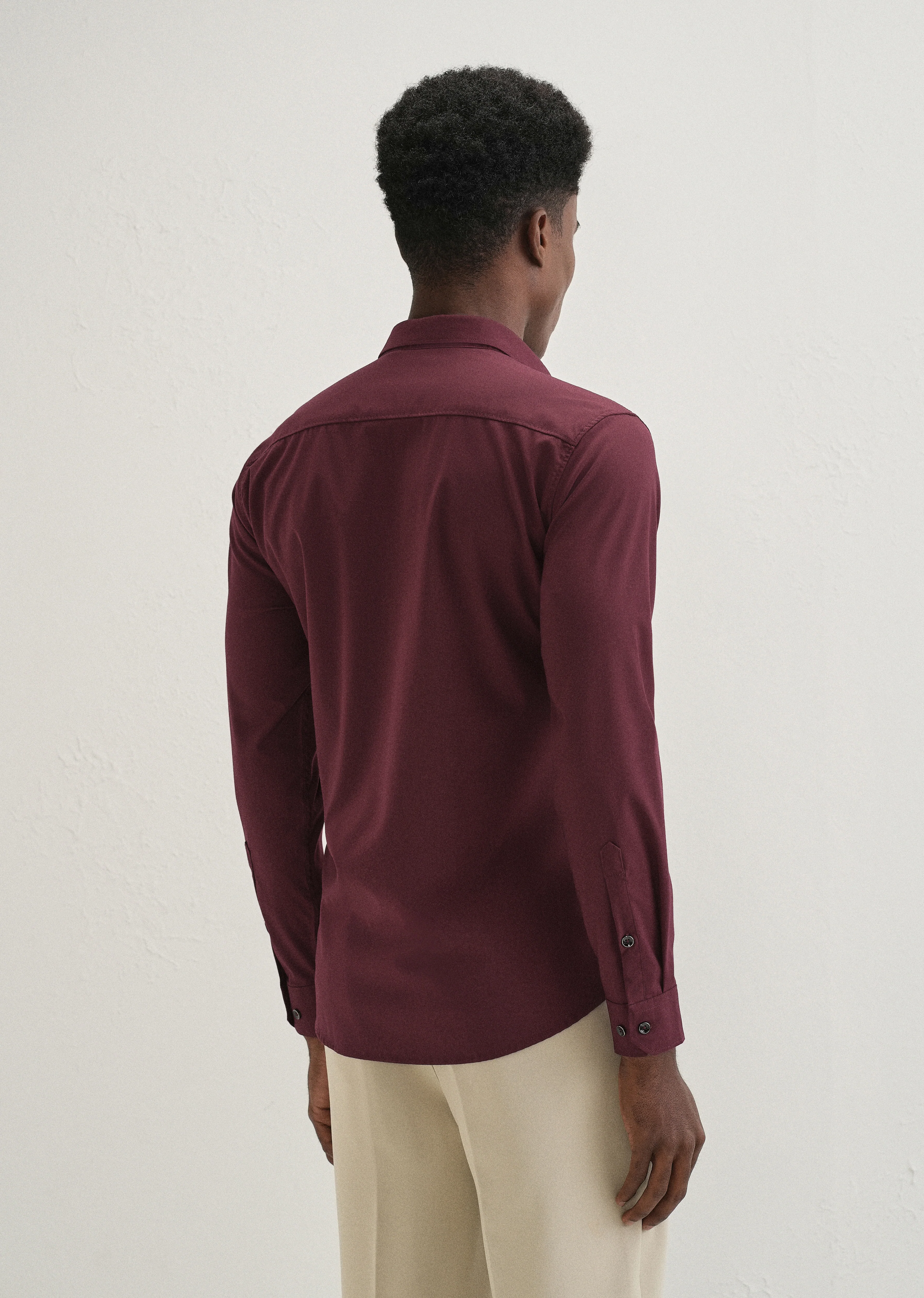 Mahogany Red Plain Wrinkle Free Shirt - Image 3