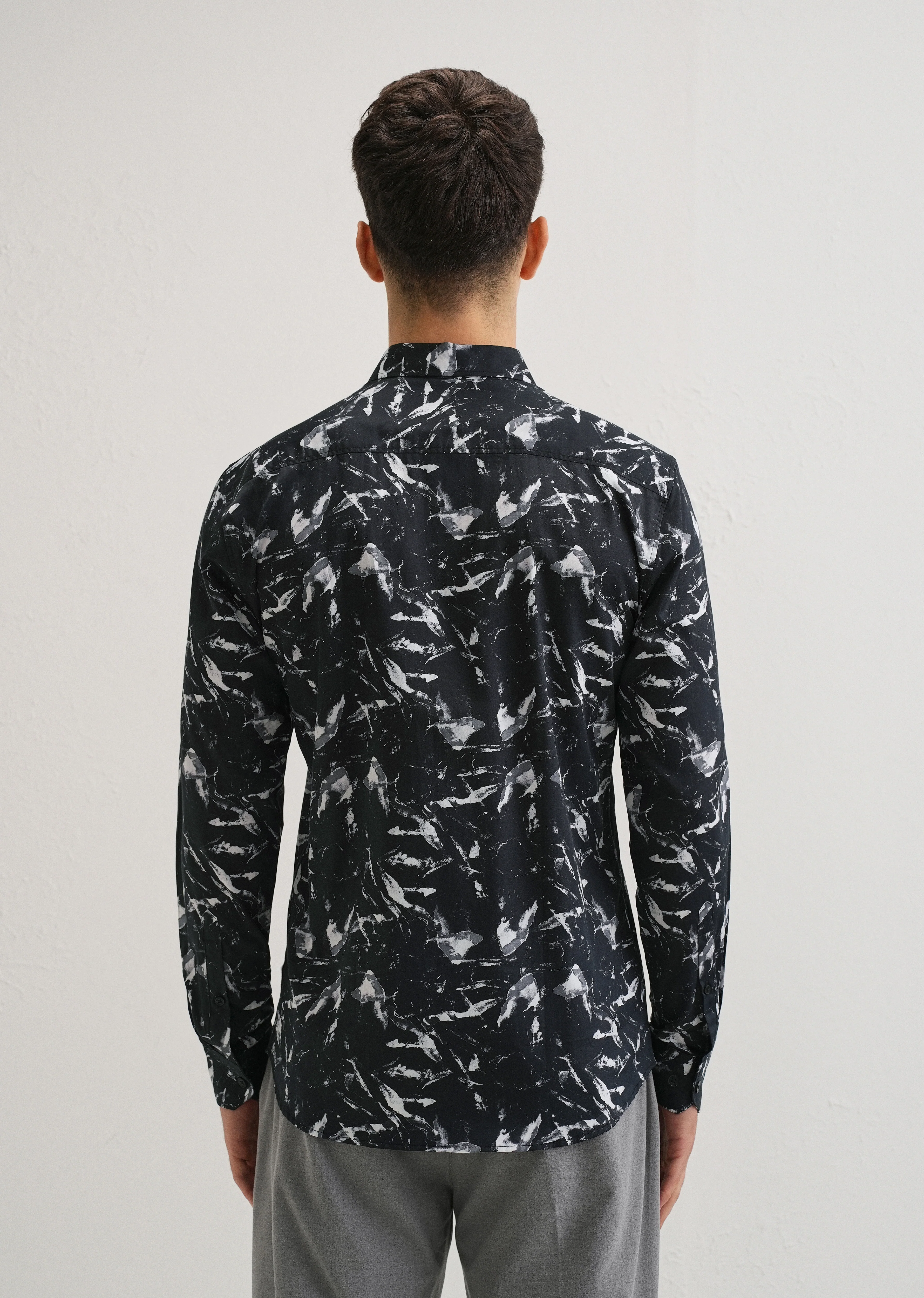 Marble Black Printed Shirt - Image 2