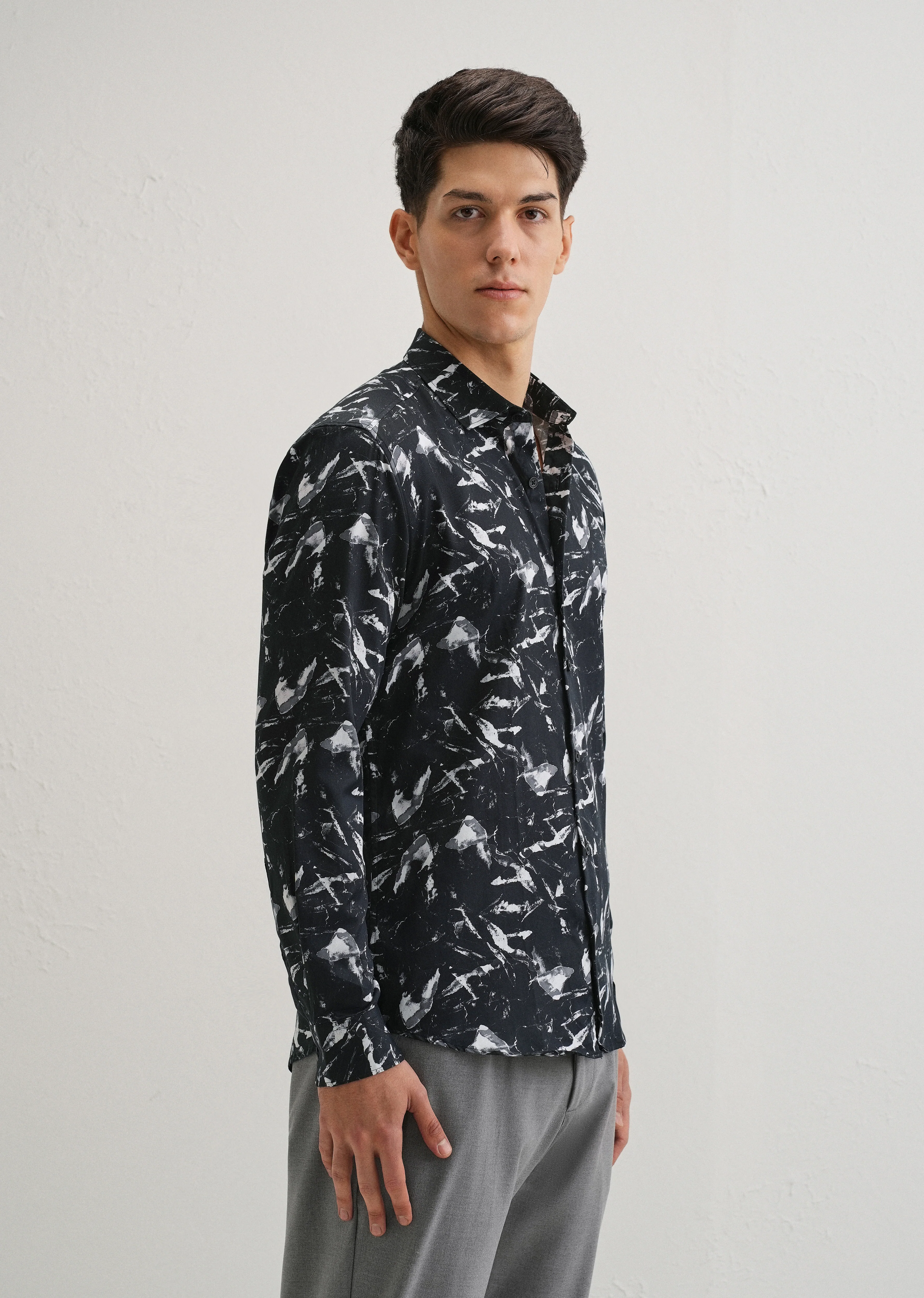Marble Black Printed Shirt - Image 4