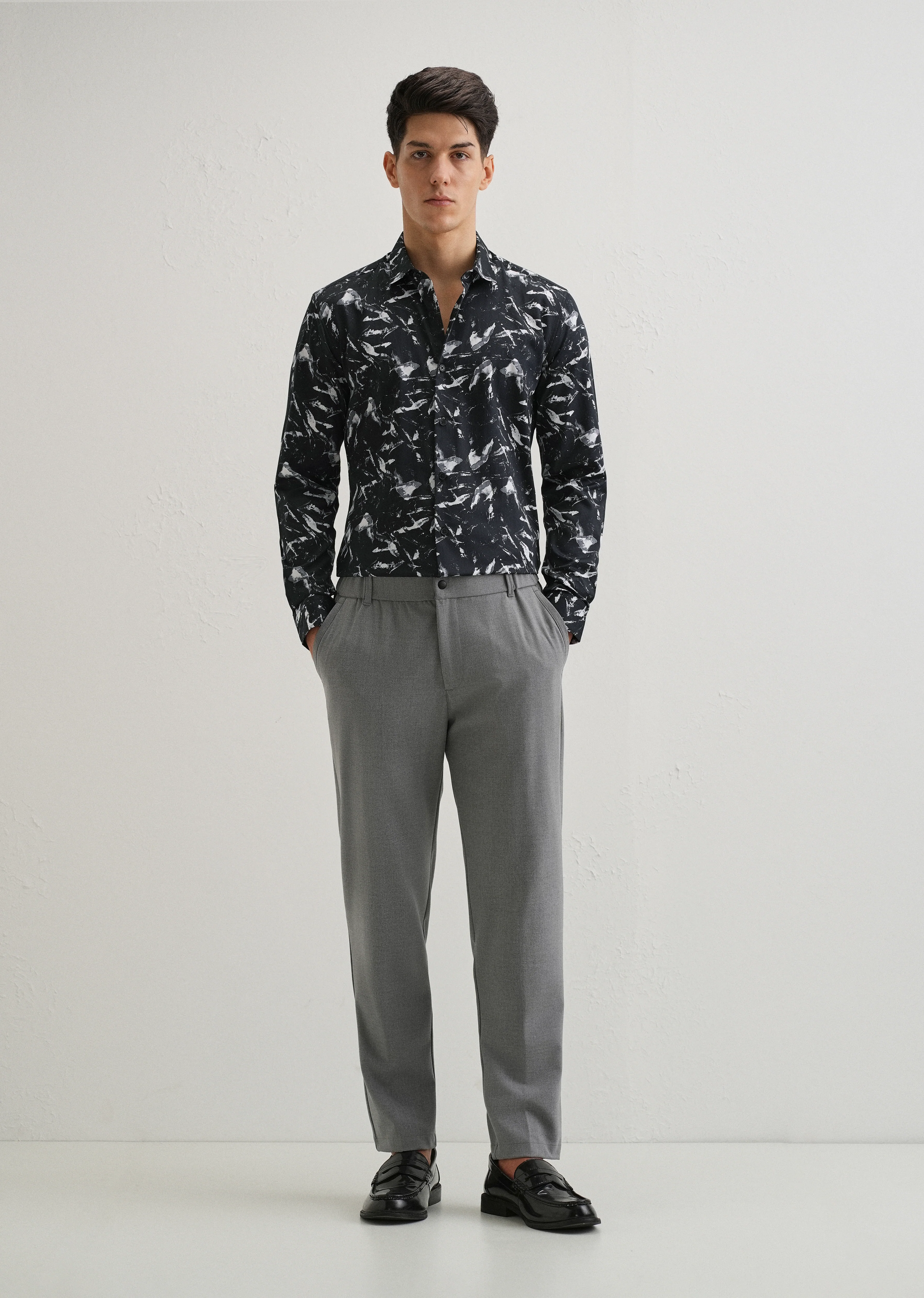 Marble Black Printed Shirt - Image 6