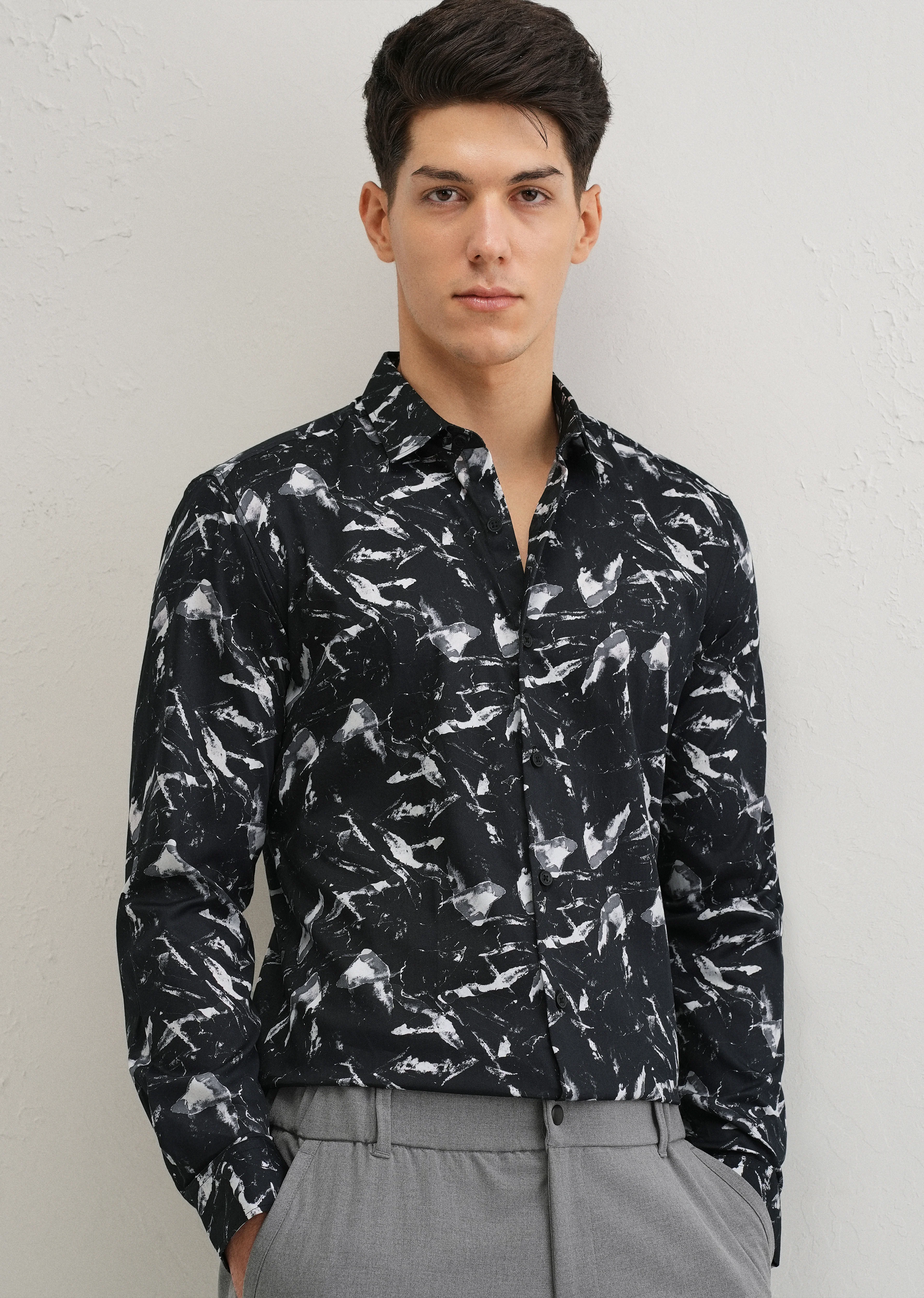 Marble Black Printed Shirt - Image 7