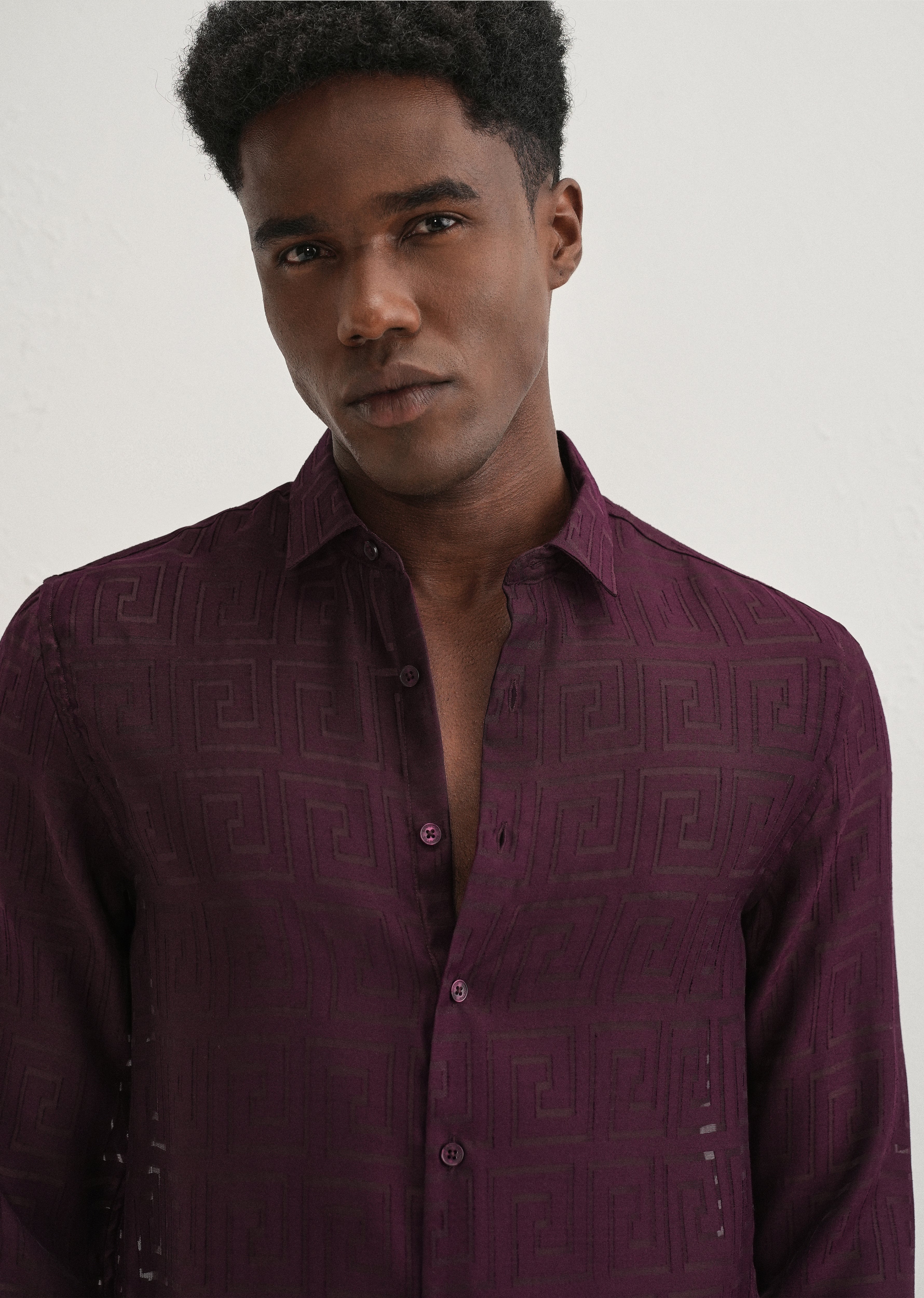 Maroon Laser Cut Shirt - Image 2