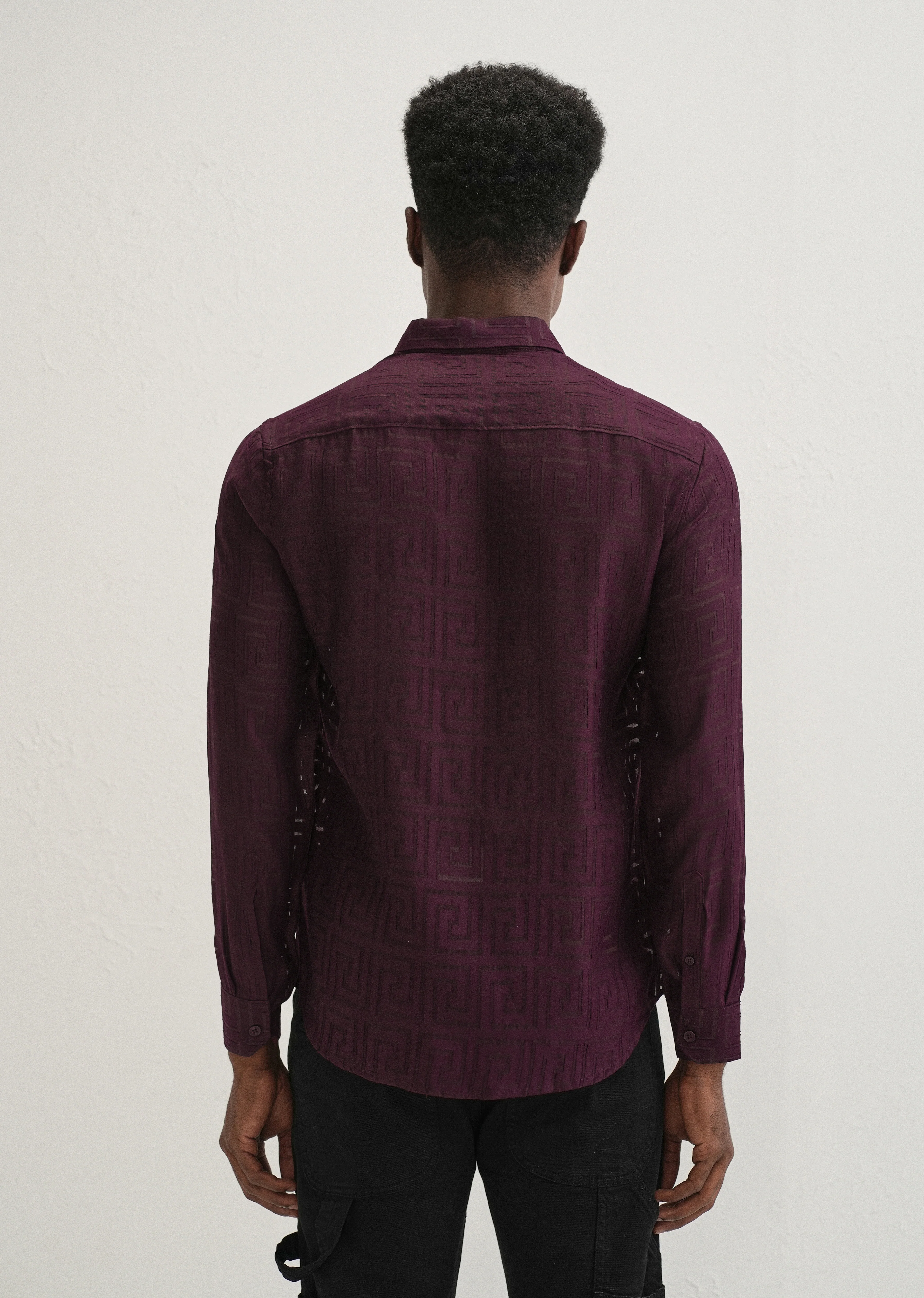 Maroon Laser Cut Shirt - Image 3