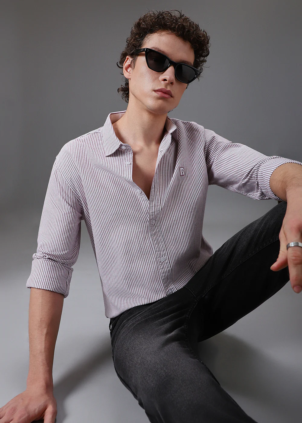 Maroon Pin Stripe Shirt - Image 2