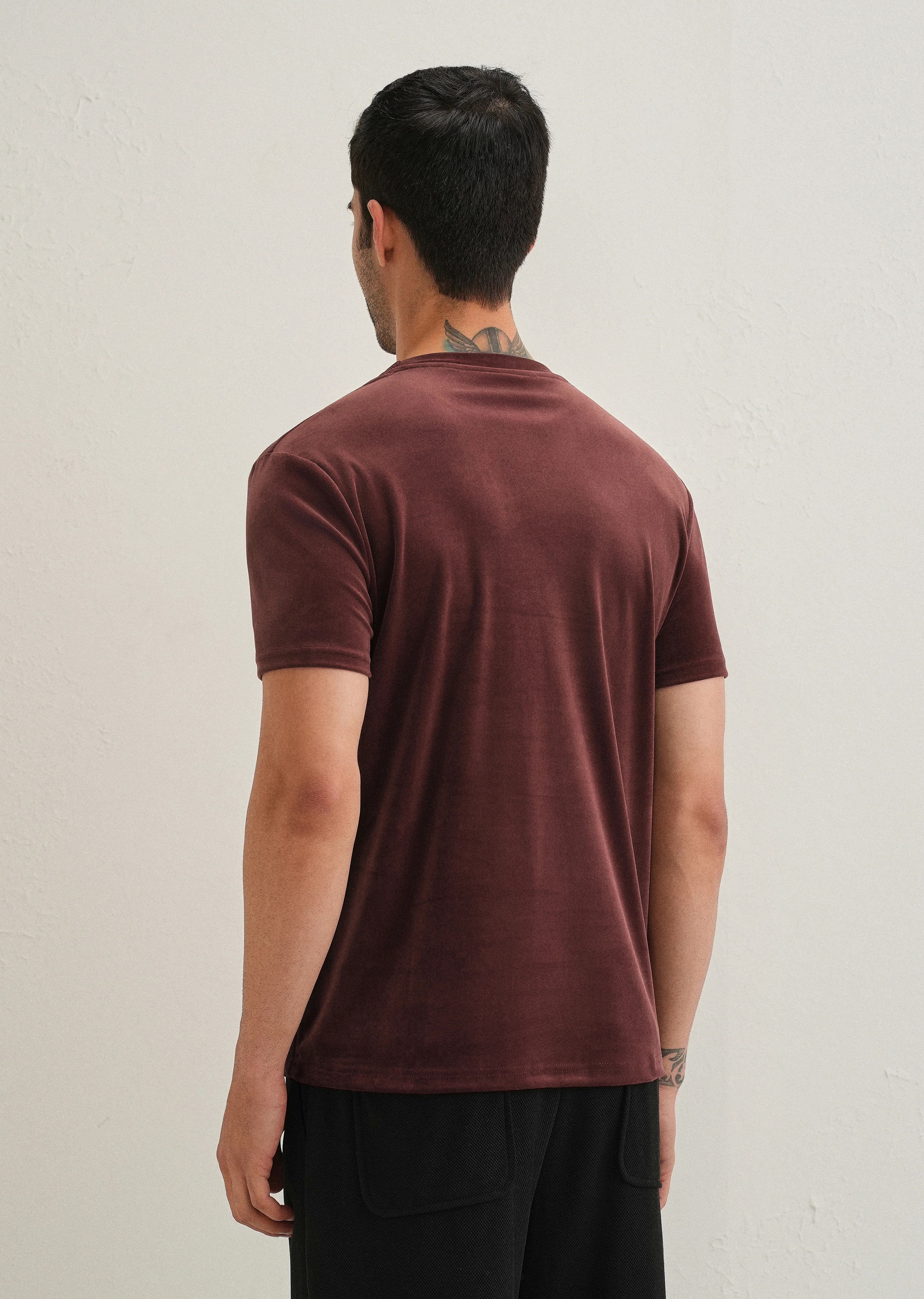 Maroon Plain Suede T-shirt - Image 2