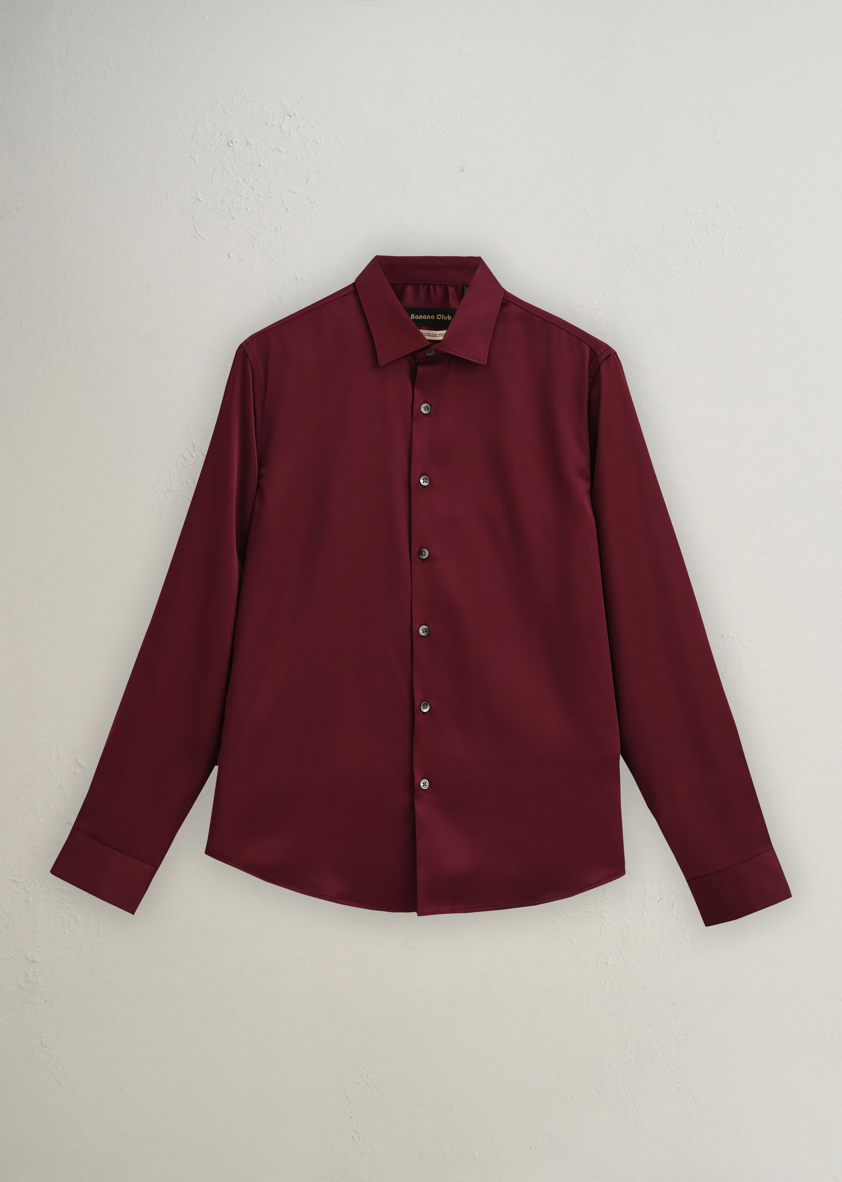 Maroon Premium Satin-Finish Plain Shirt - Image 2